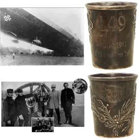 Original French WWI Sgt (Sub/Lt.) Charles Jean LaFargue of Escadrille Spa.152 Silver Commemoration Cup For Actions Taken In Shooting Down German Airship L49 - The First German Airship Successfully Captured