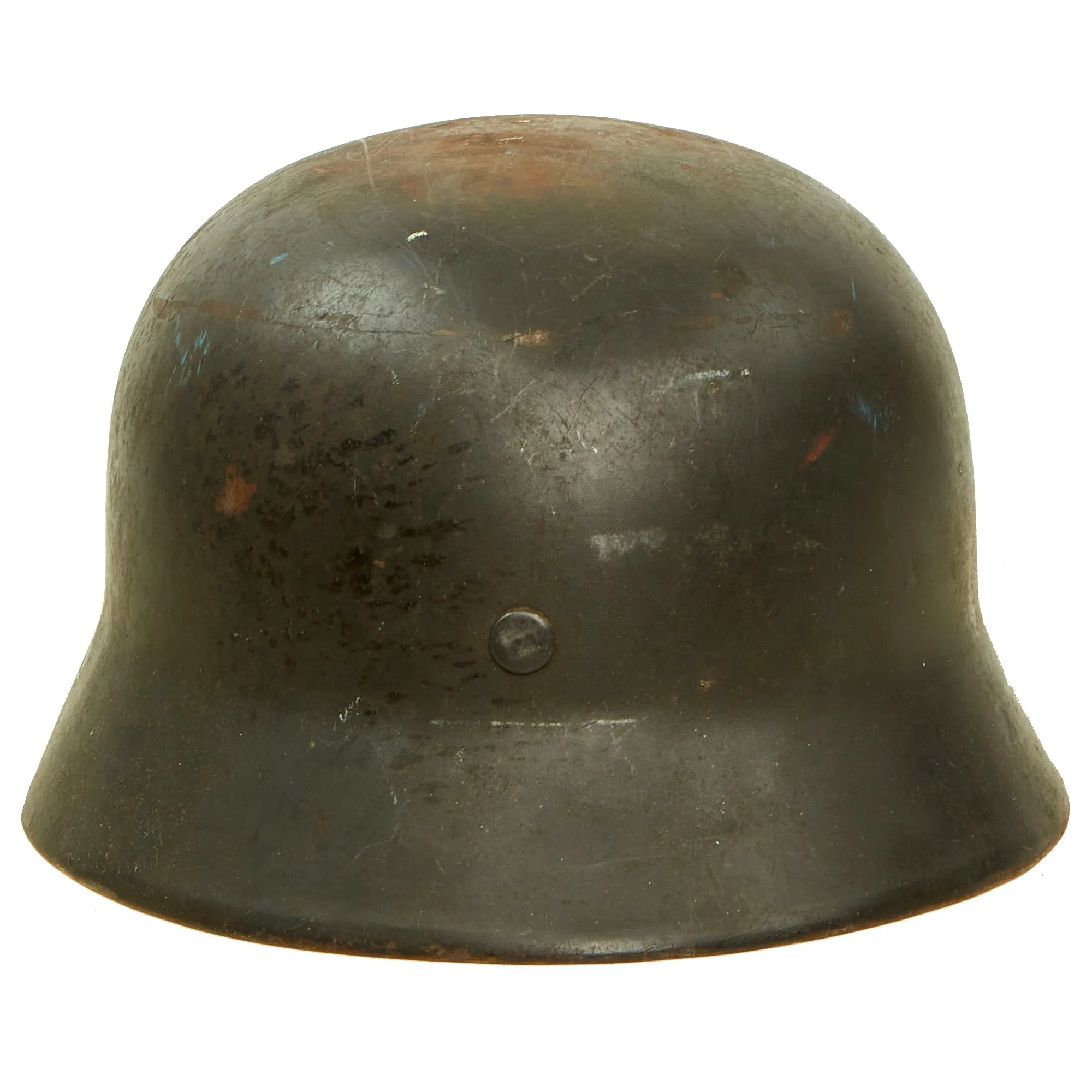 Original German WWII 1939 Dated Luftwaffe M35 Double Decal Helmet with 60cm Liner & Chinstrap in Named USGI Bring Back Box - NS68