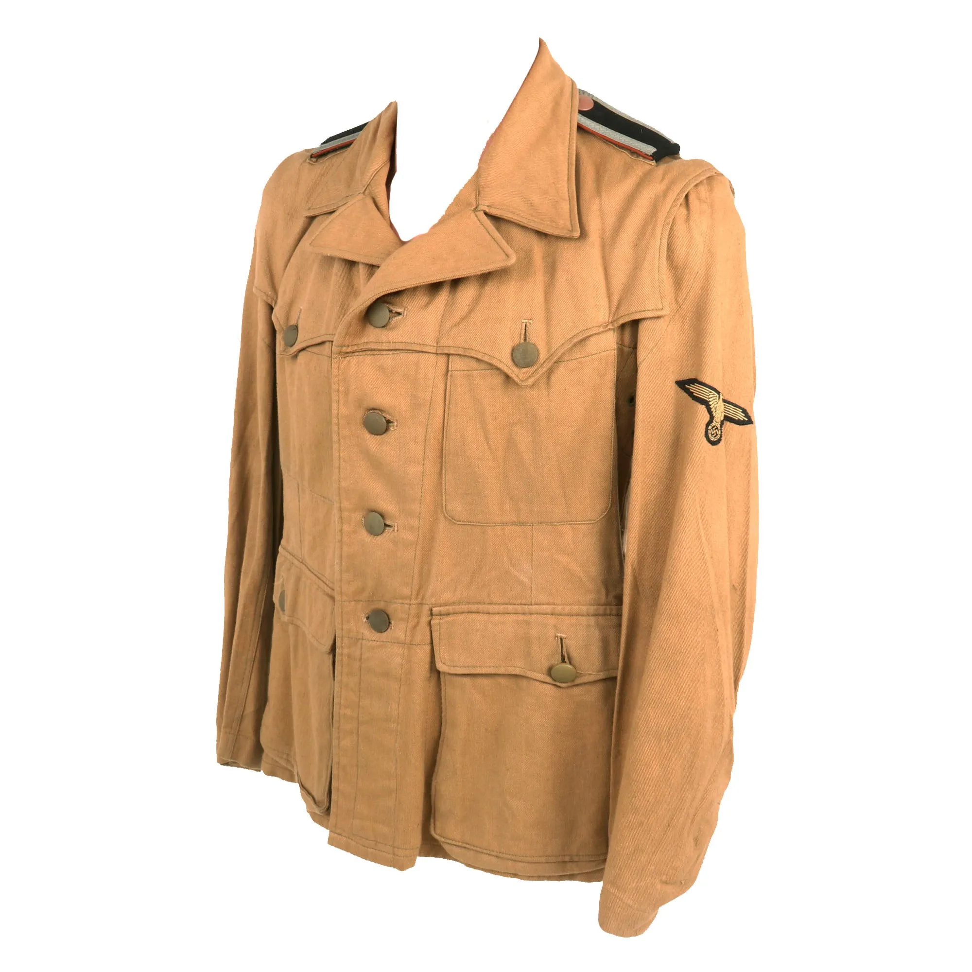 Original German WWII Afrika Korps Waffen SS Reconnaissance SS-Unterscharführer NCO Tropical Uniform Tunic