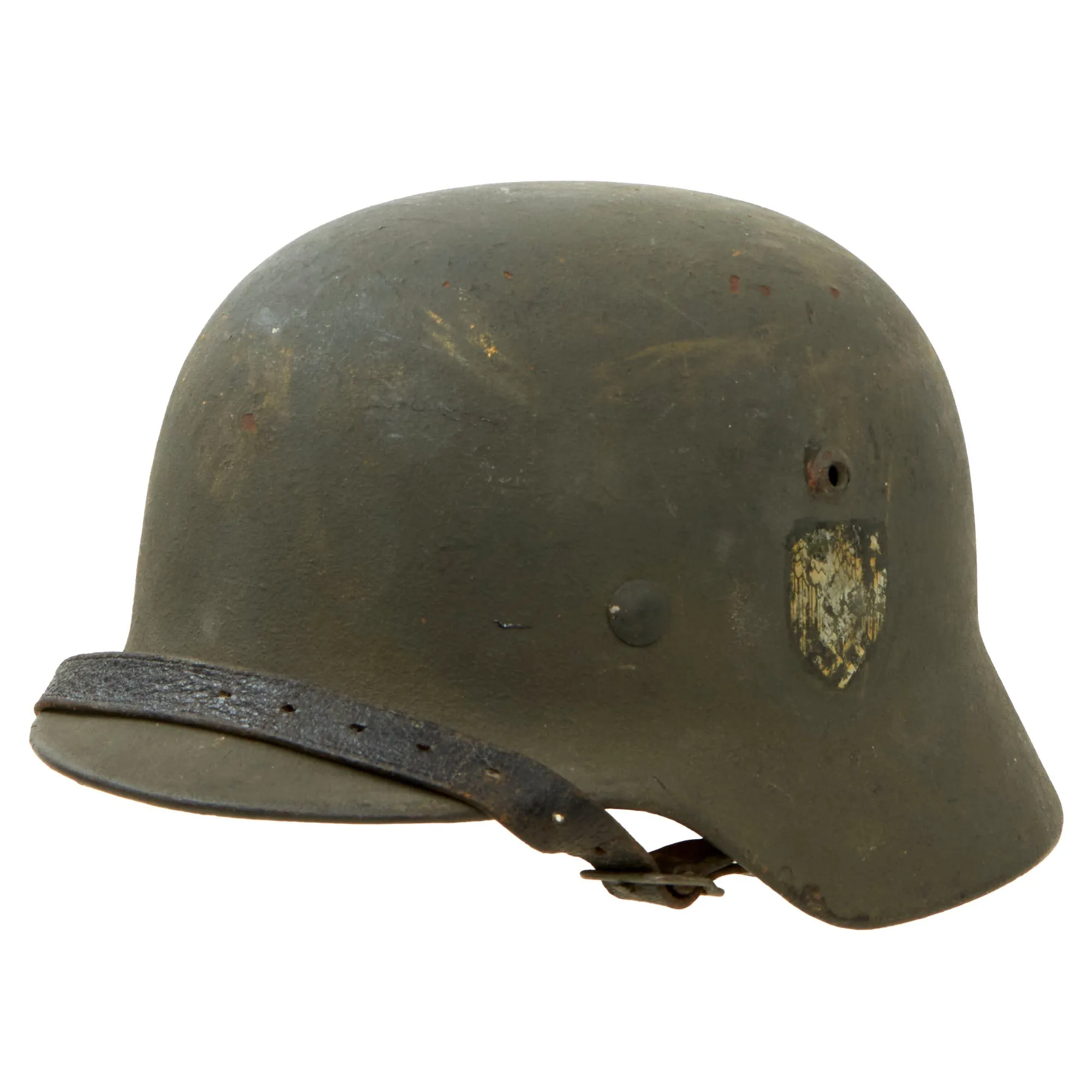 Original German WWII Army Heer M35 Former Double Decal Helmet with 57cm Liner & Chinstrap - Size 64 Shell