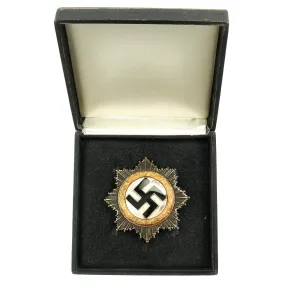 Original German WWII Cased Gold 1941 German Cross Award Metal Badge by C.F. Zimmerman