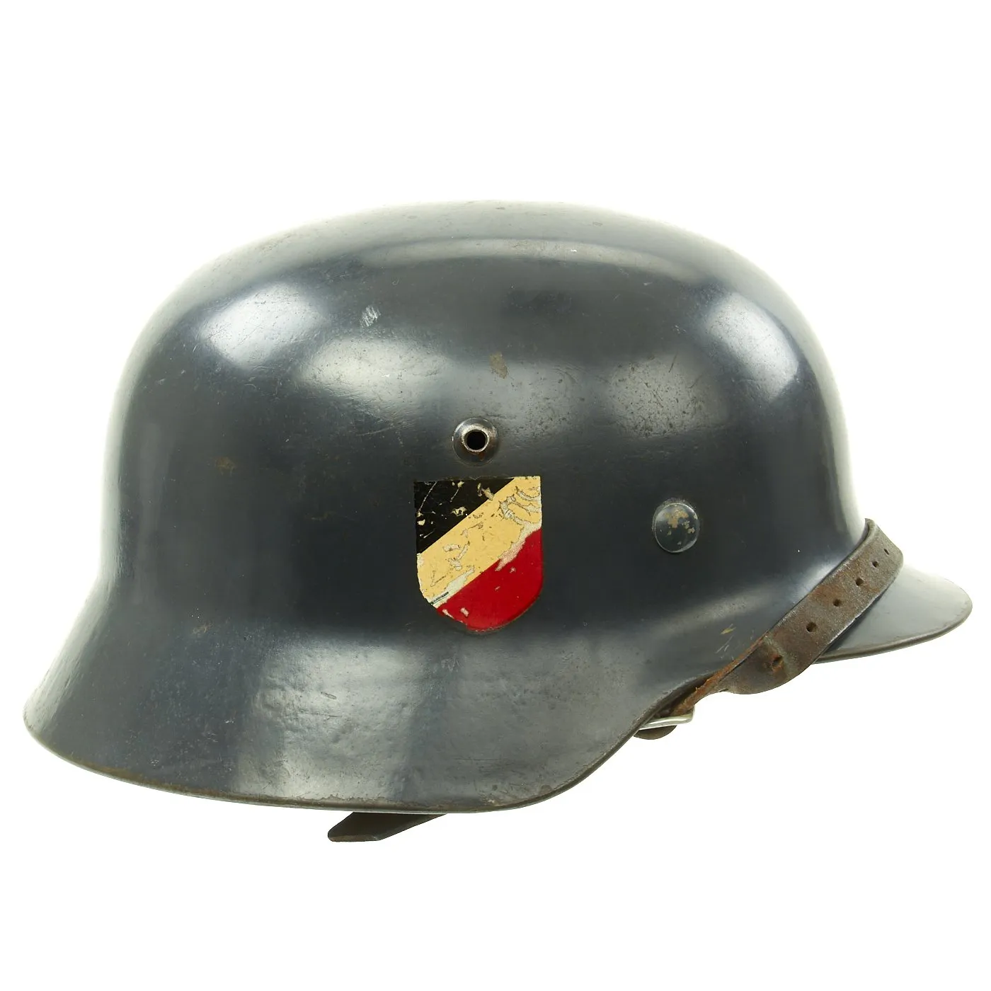 Original German WWII Luftwaffe M35 Double Decal Size 61cm Helmet with 1939 Dome Stamp and LBA Chinstrap - ET68