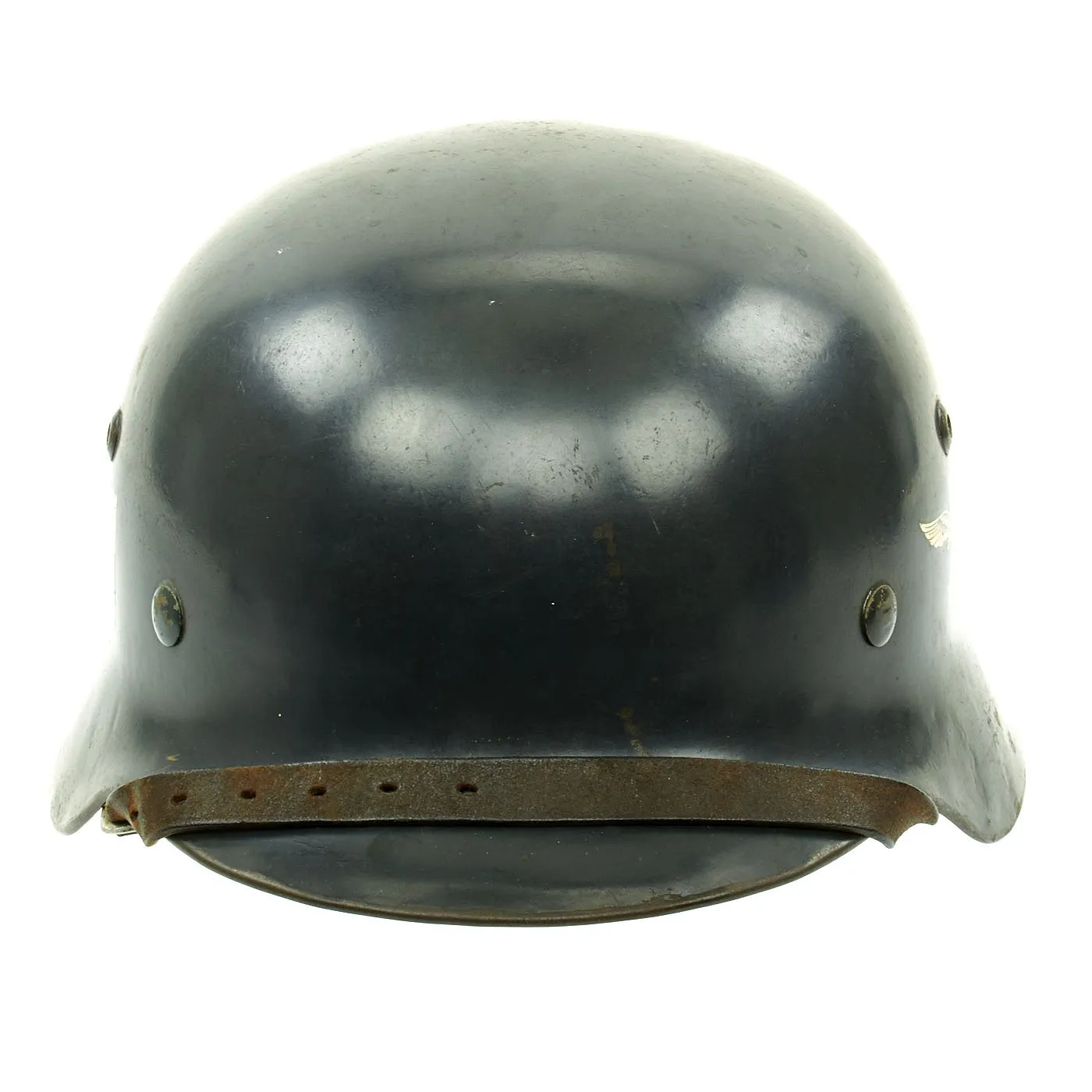 Original German WWII Luftwaffe M35 Double Decal Size 61cm Helmet with 1939 Dome Stamp and LBA Chinstrap - ET68