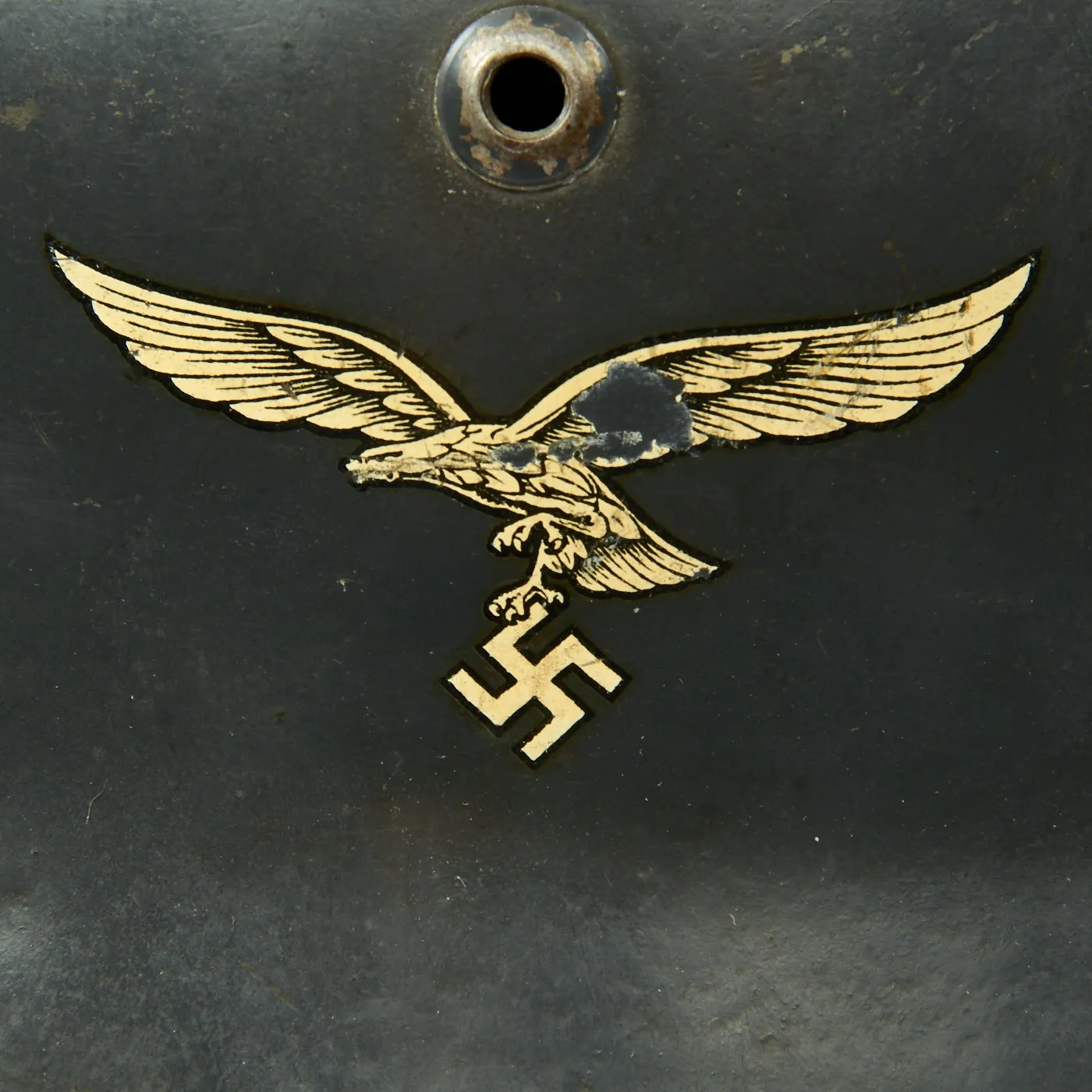 Original German WWII Luftwaffe M35 Double Decal Size 61cm Helmet with 1939 Dome Stamp and LBA Chinstrap - ET68