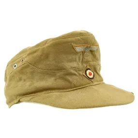 Original German WWII Model 41 Afrika Korps Tropical Field Cap dated 1943 - Tropeneinheitsfeldmütze M41