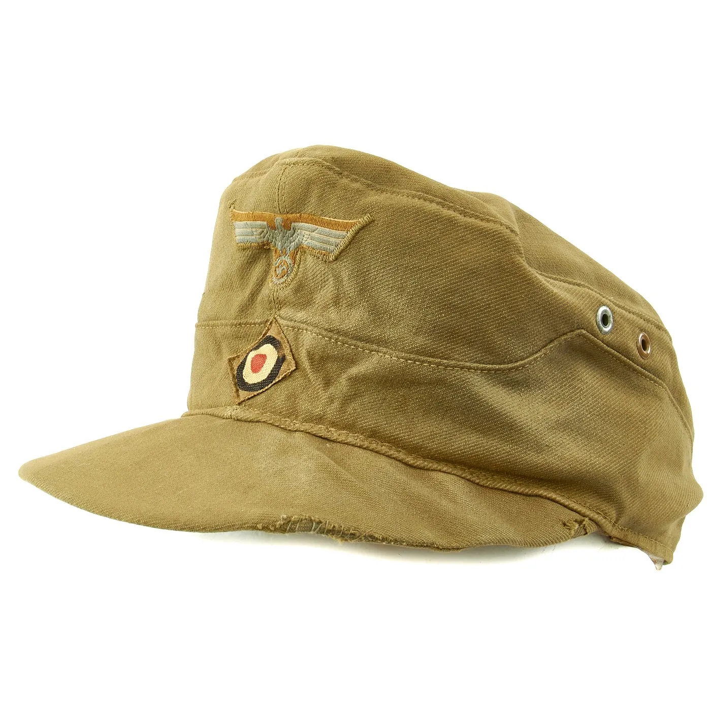 Original German WWII Model 41 Afrika Korps Tropical Field Cap dated 1943 - Tropeneinheitsfeldmütze M41