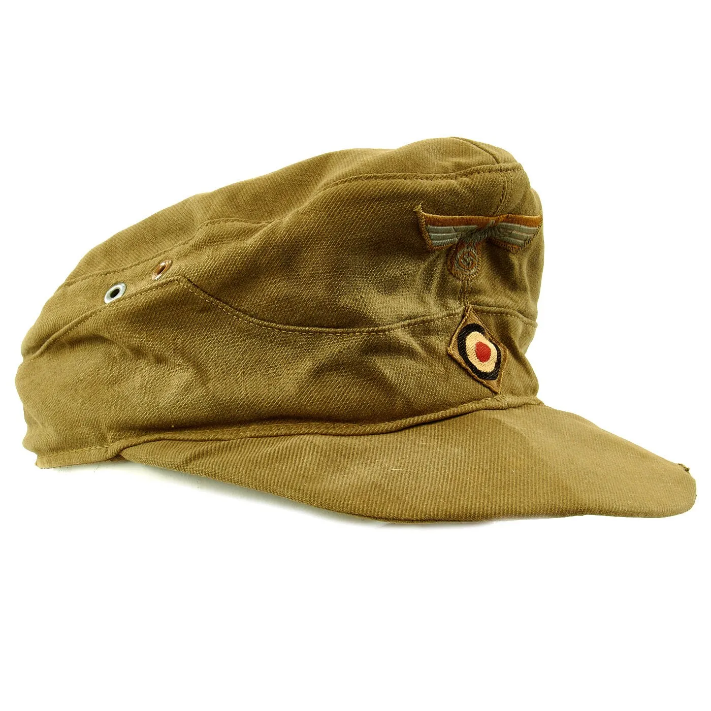 Original German WWII Model 41 Afrika Korps Tropical Field Cap dated 1943 - Tropeneinheitsfeldmütze M41