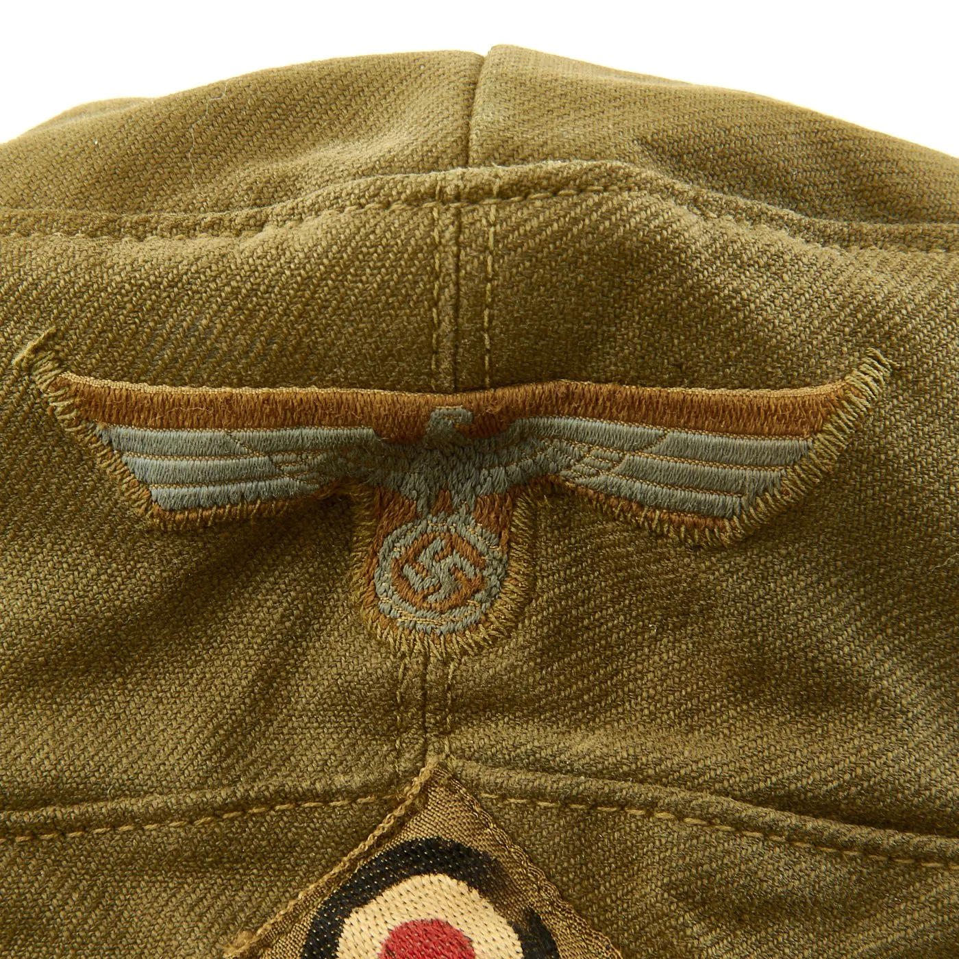 Original German WWII Model 41 Afrika Korps Tropical Field Cap dated 1943 - Tropeneinheitsfeldmütze M41