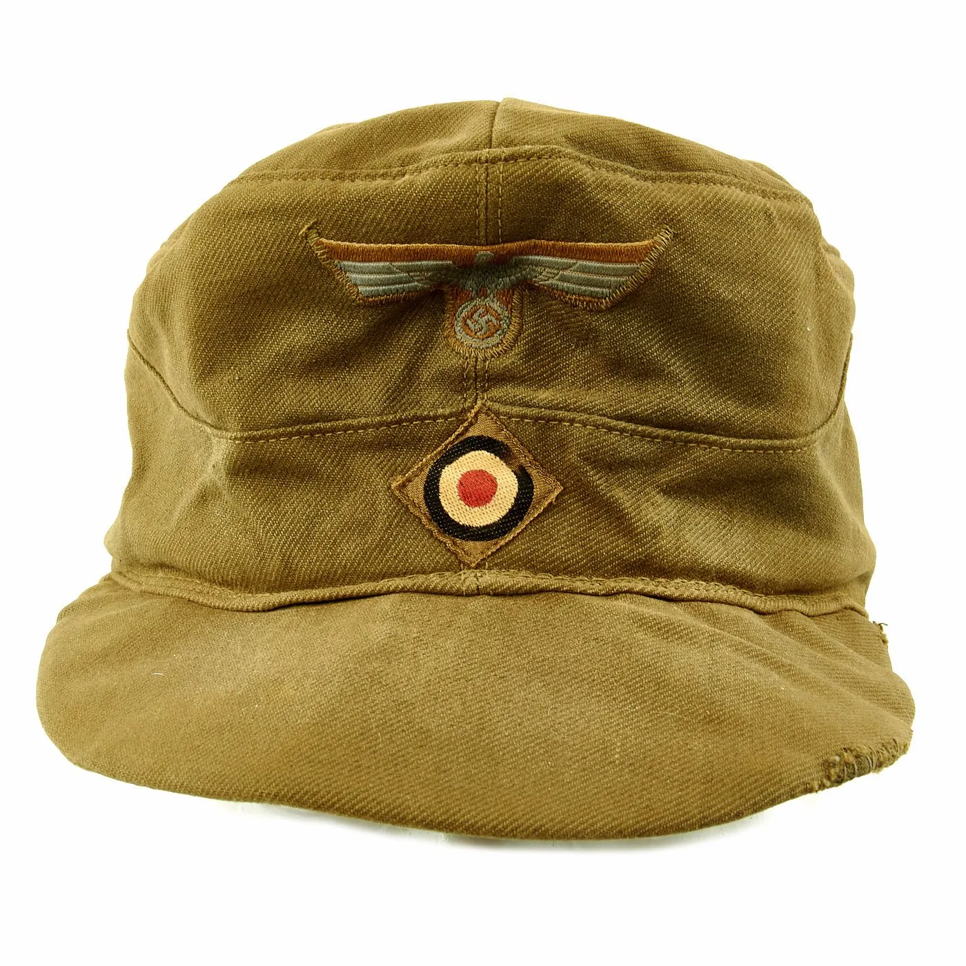 Original German WWII Model 41 Afrika Korps Tropical Field Cap dated 1943 - Tropeneinheitsfeldmütze M41