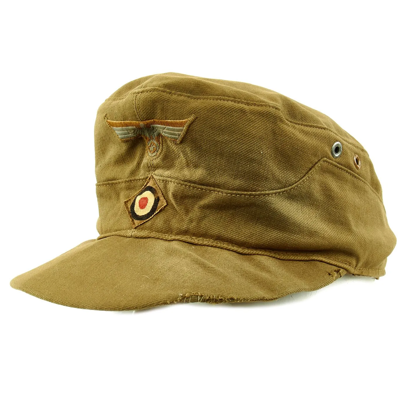 Original German WWII Model 41 Afrika Korps Tropical Field Cap dated 1943 - Tropeneinheitsfeldmütze M41