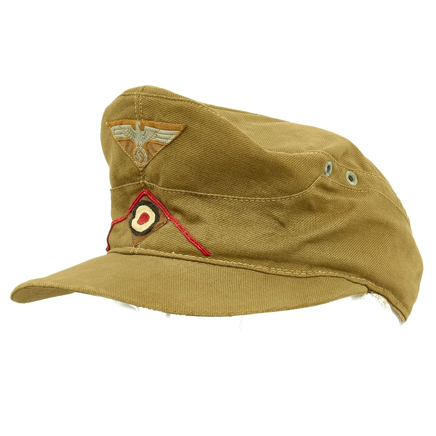 Original German WWII Model 41 Afrikakorps Artillery Tropical Field Cap dated 1943 - Size 58