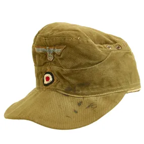 Original German WWII Model 41 Afrikakorps DAK Tropical Field Cap - Tropeneinheitsfeldmütze M41