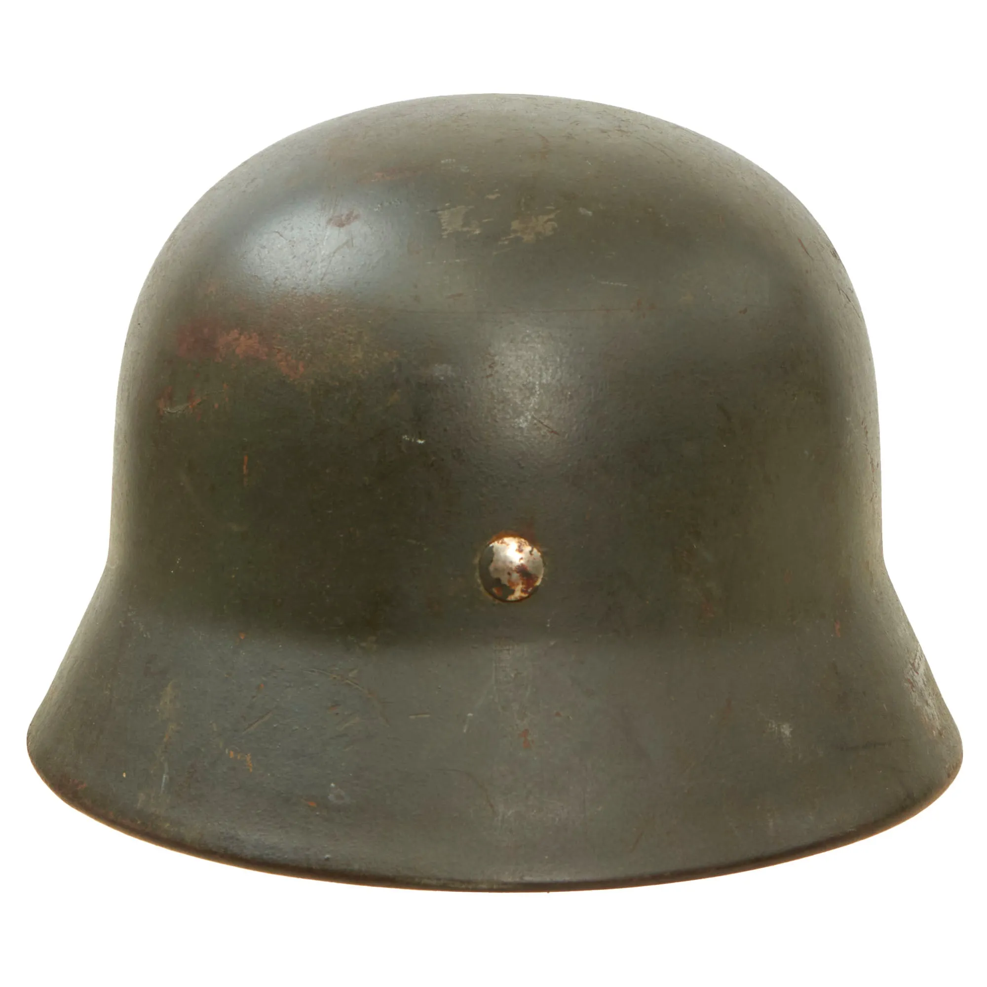 Original Rare German WWII Waffen SS M40 Single Decal Helmet with 55cm Liner and Chinstrap - Stamped ET62