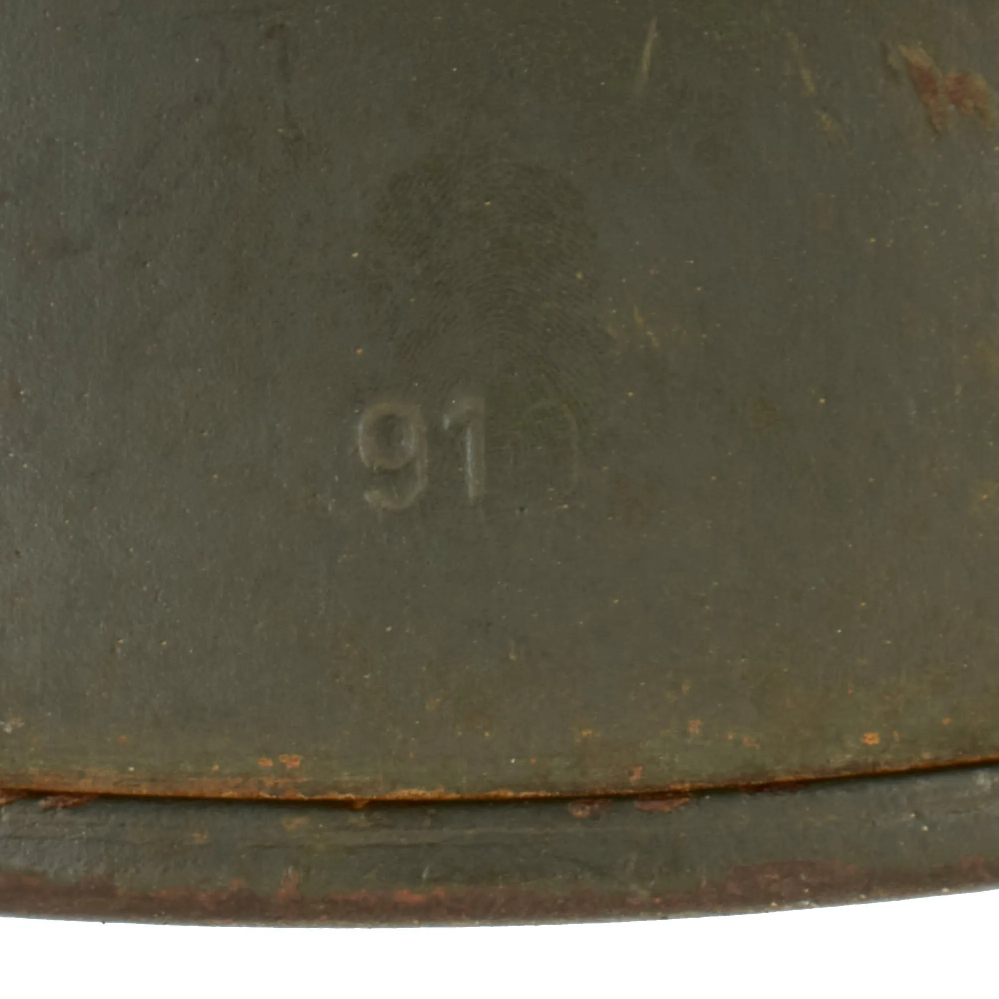 Original Rare German WWII Waffen SS M40 Single Decal Helmet with 55cm Liner and Chinstrap - Stamped ET62