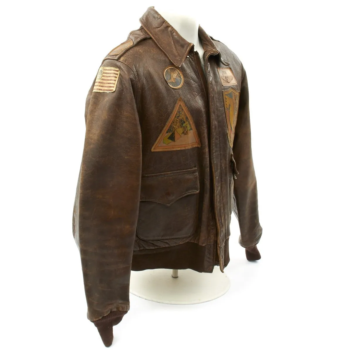 Original U.S WWII 376th Bomb Group Liberandos A-2 Flight Jacket - Order of the Winged Boot