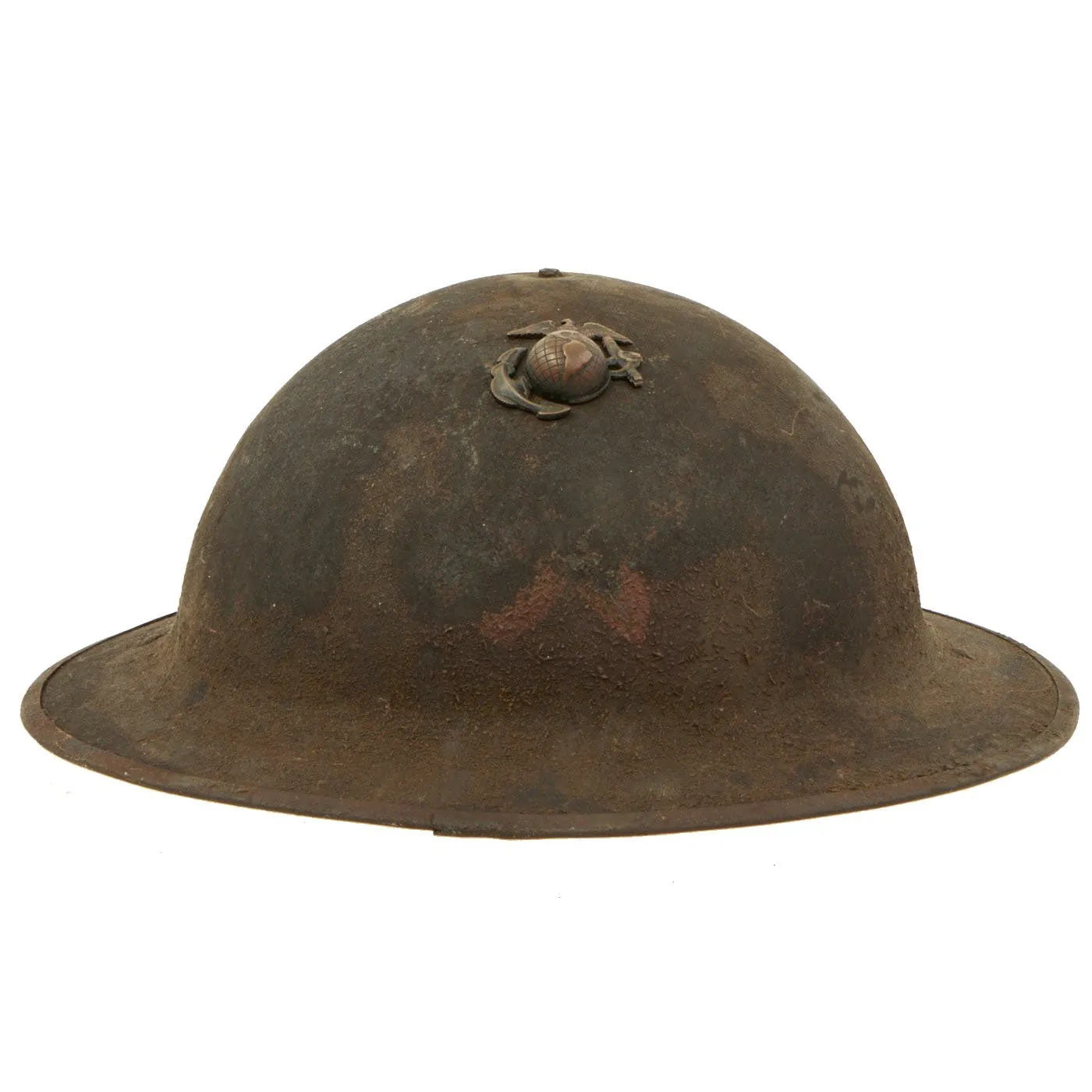 Original WWI U.S. Marine Corps Service Worn M1917 Doughboy Helmet Shell with EGA Badge