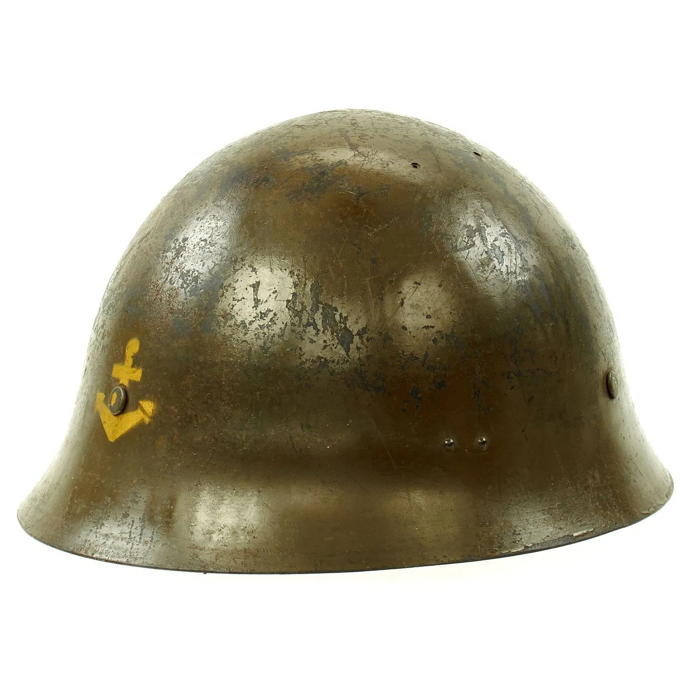 Original WWII Japanese SNLF Special Naval Landing Forces Tetsubo Helmet with Japanese Kanji Markings