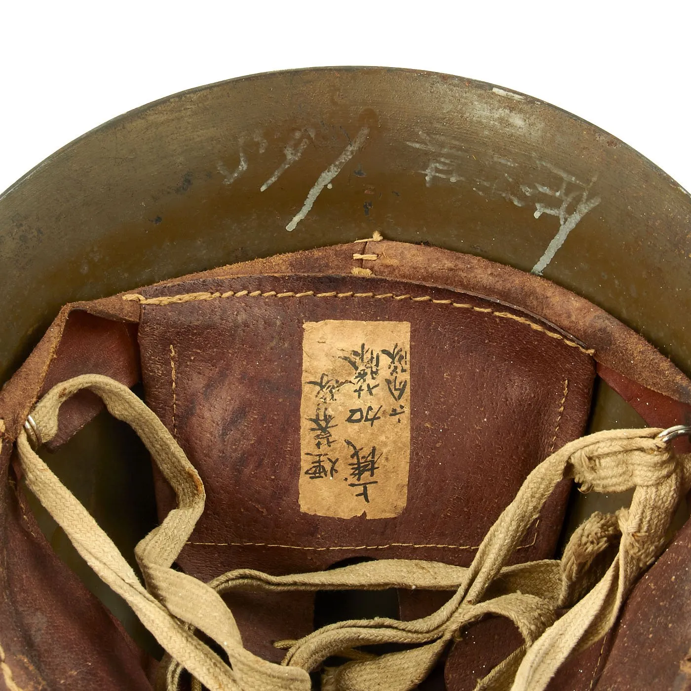 Original WWII Japanese SNLF Special Naval Landing Forces Tetsubo Helmet with Japanese Kanji Markings