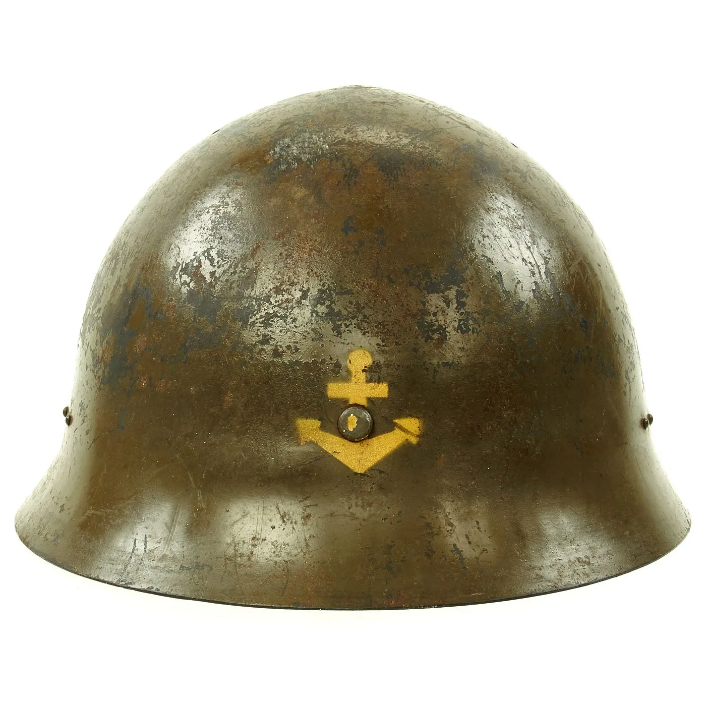 Original WWII Japanese SNLF Special Naval Landing Forces Tetsubo Helmet with Japanese Kanji Markings