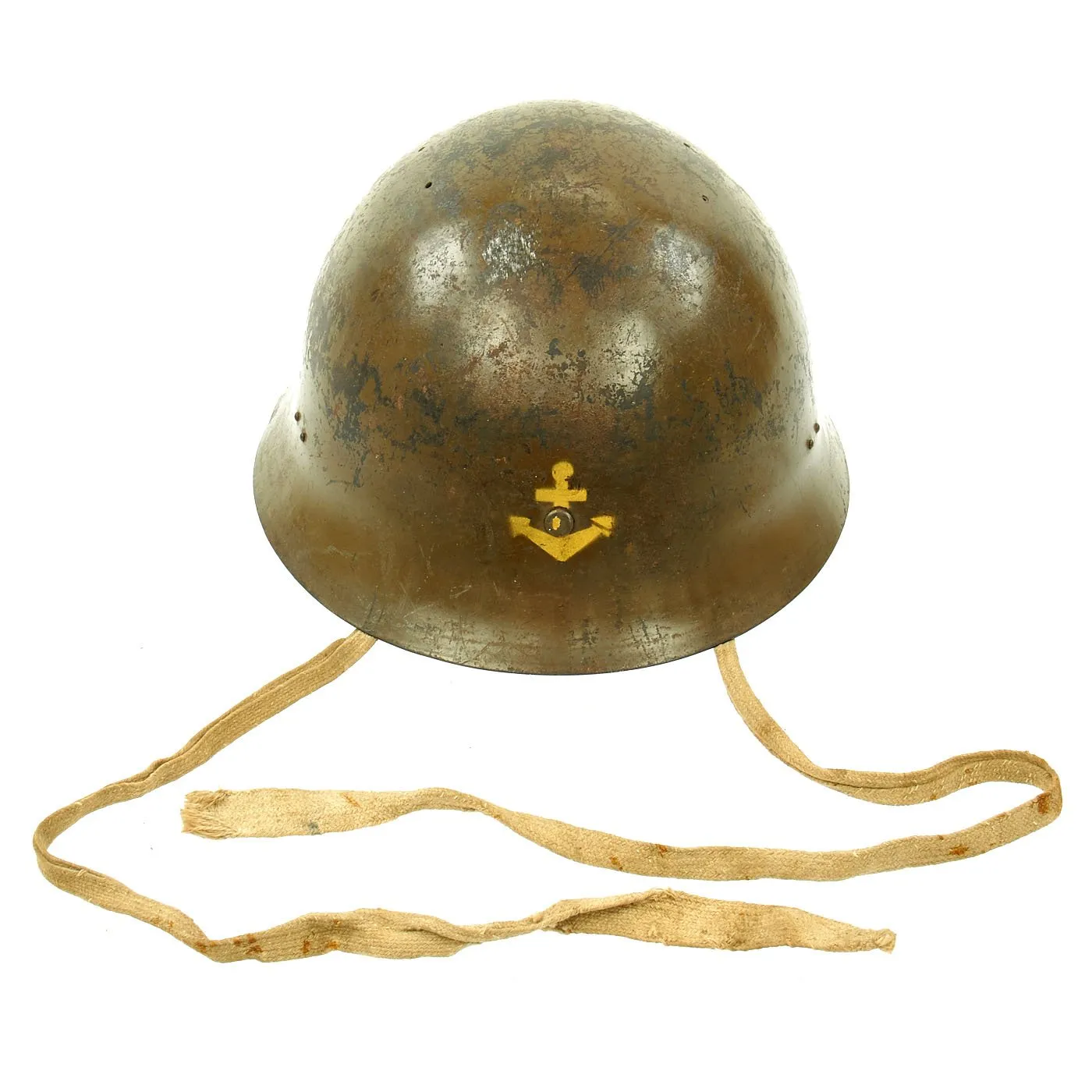 Original WWII Japanese SNLF Special Naval Landing Forces Tetsubo Helmet with Japanese Kanji Markings