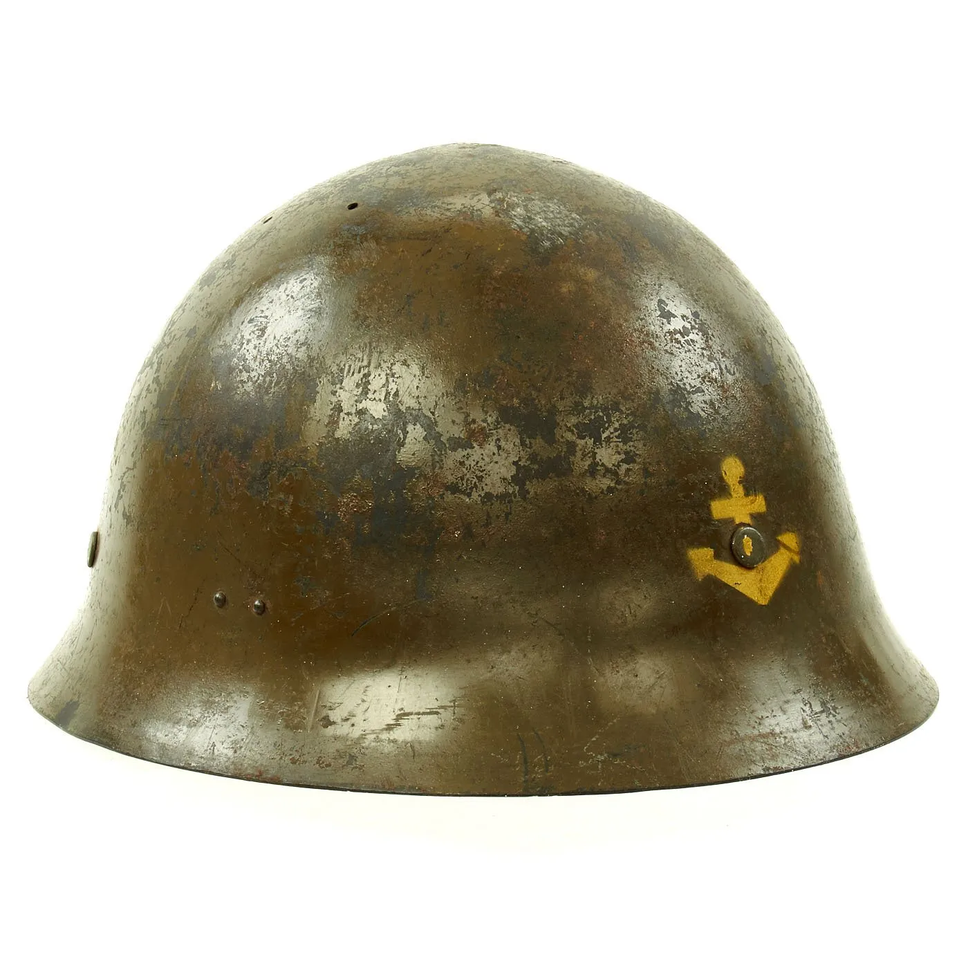 Original WWII Japanese SNLF Special Naval Landing Forces Tetsubo Helmet with Japanese Kanji Markings