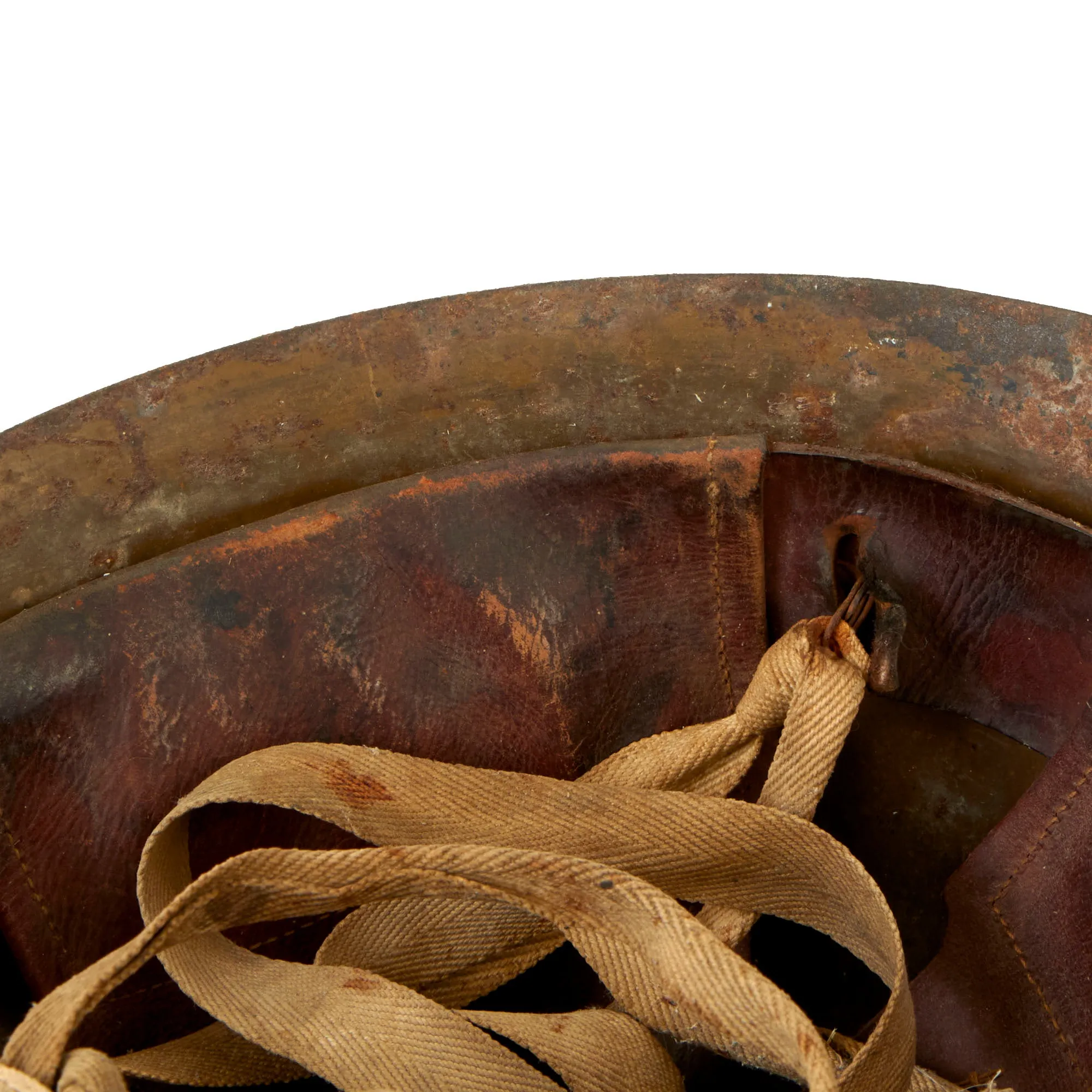 Original WWII Japanese Special Naval Landing Forces (SNLF) Helmet with Metal Badge Insignia - Complete