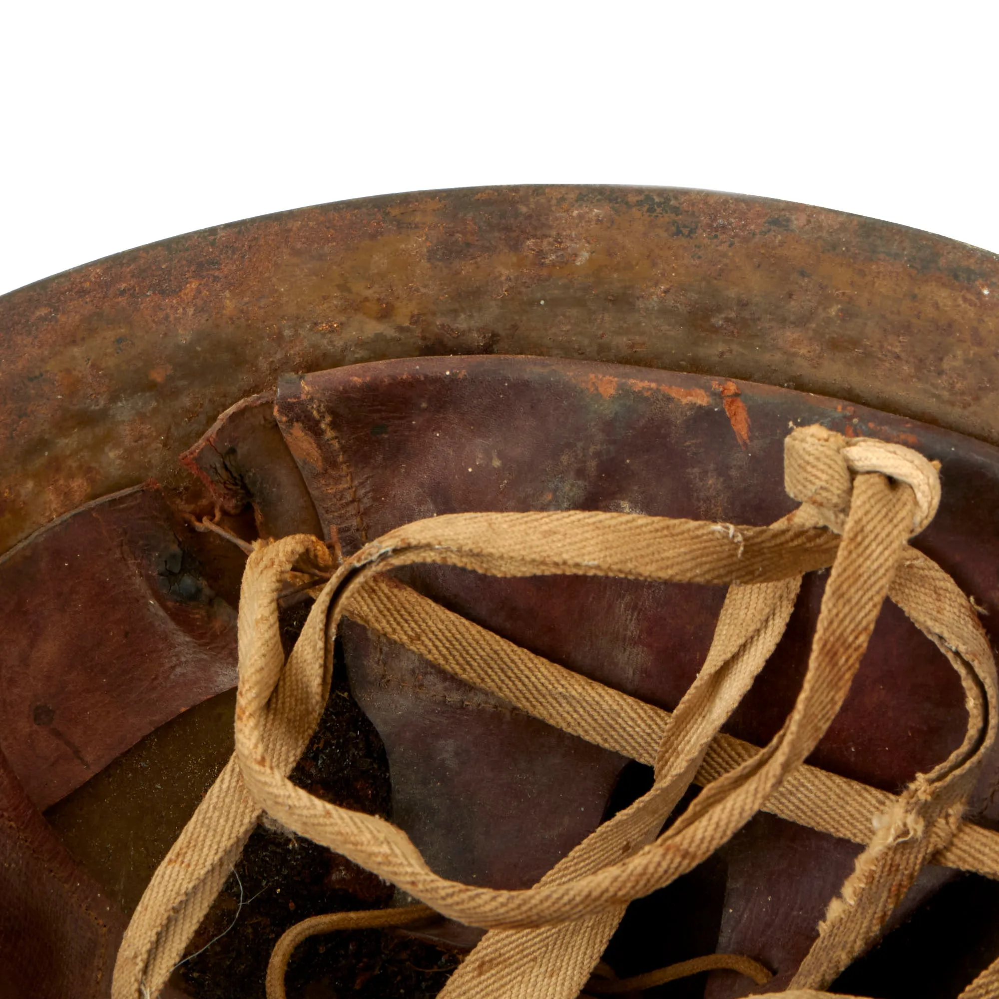 Original WWII Japanese Special Naval Landing Forces (SNLF) Helmet with Metal Badge Insignia - Complete