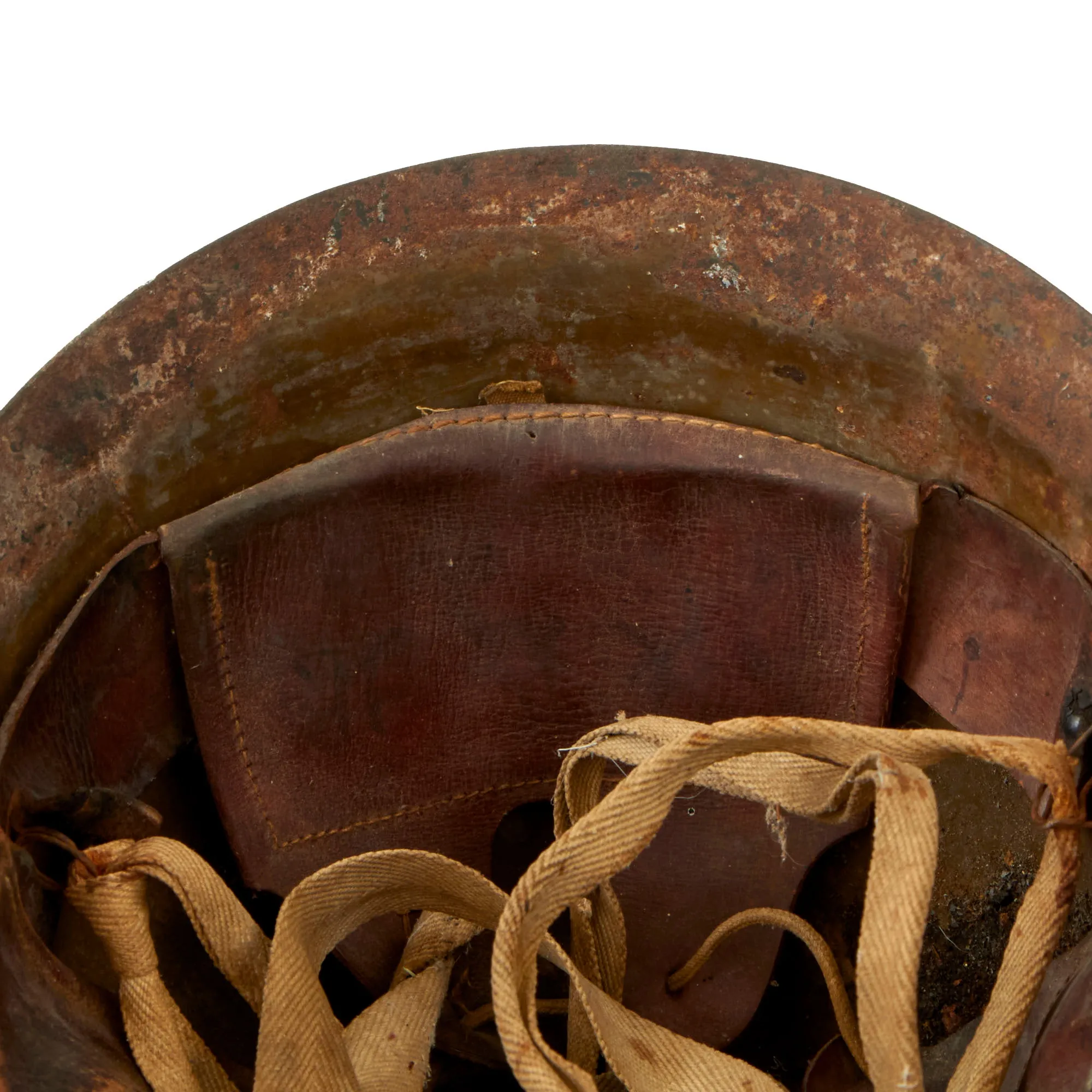 Original WWII Japanese Special Naval Landing Forces (SNLF) Helmet with Metal Badge Insignia - Complete