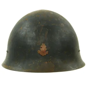 Original WWII Japanese Special Naval Landing Forces (SNLF) Tetsubo Helmet Shell with Blue Paint