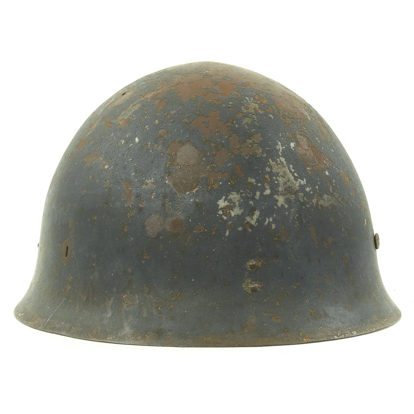 Original WWII Japanese Special Naval Landing Forces (SNLF) Tetsubo Helmet Shell with Blue Paint