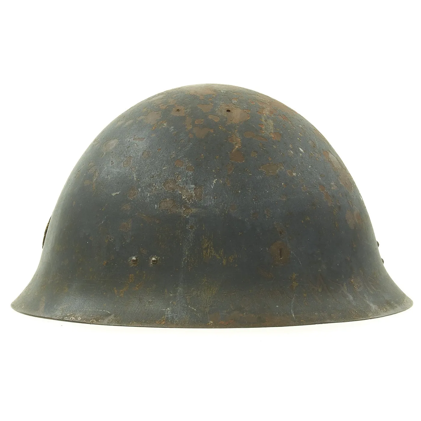 Original WWII Japanese Special Naval Landing Forces (SNLF) Tetsubo Helmet Shell with Blue Paint