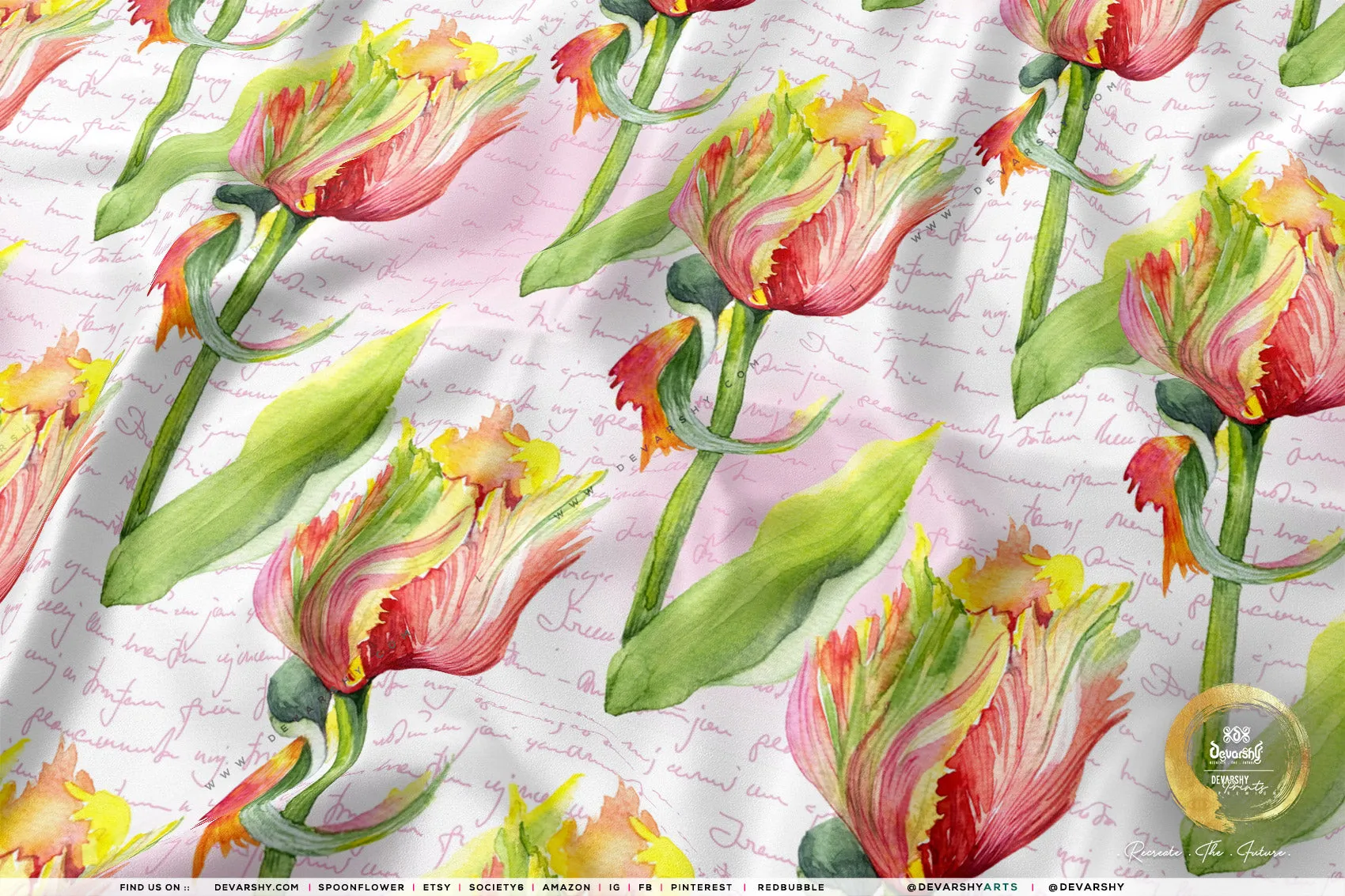 Painted Floral Apparel Fabric 3Meters , 9 Designs | 8 Fabrics Option | Fabric By the Yard | D20165