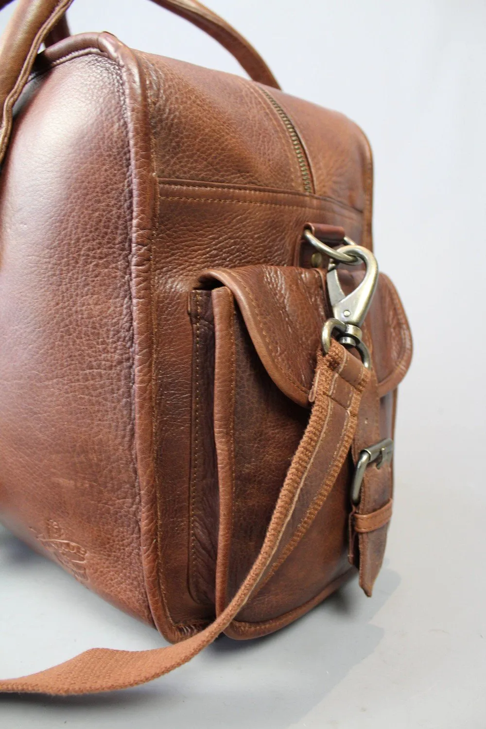 Past Master Blue Lodge California Regulation Travel Bag - Vintage Brown Leather