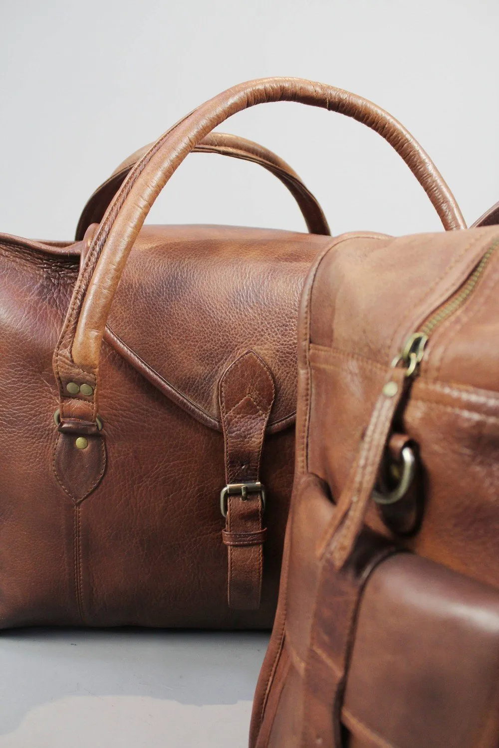 Past Master Blue Lodge California Regulation Travel Bag - Vintage Brown Leather