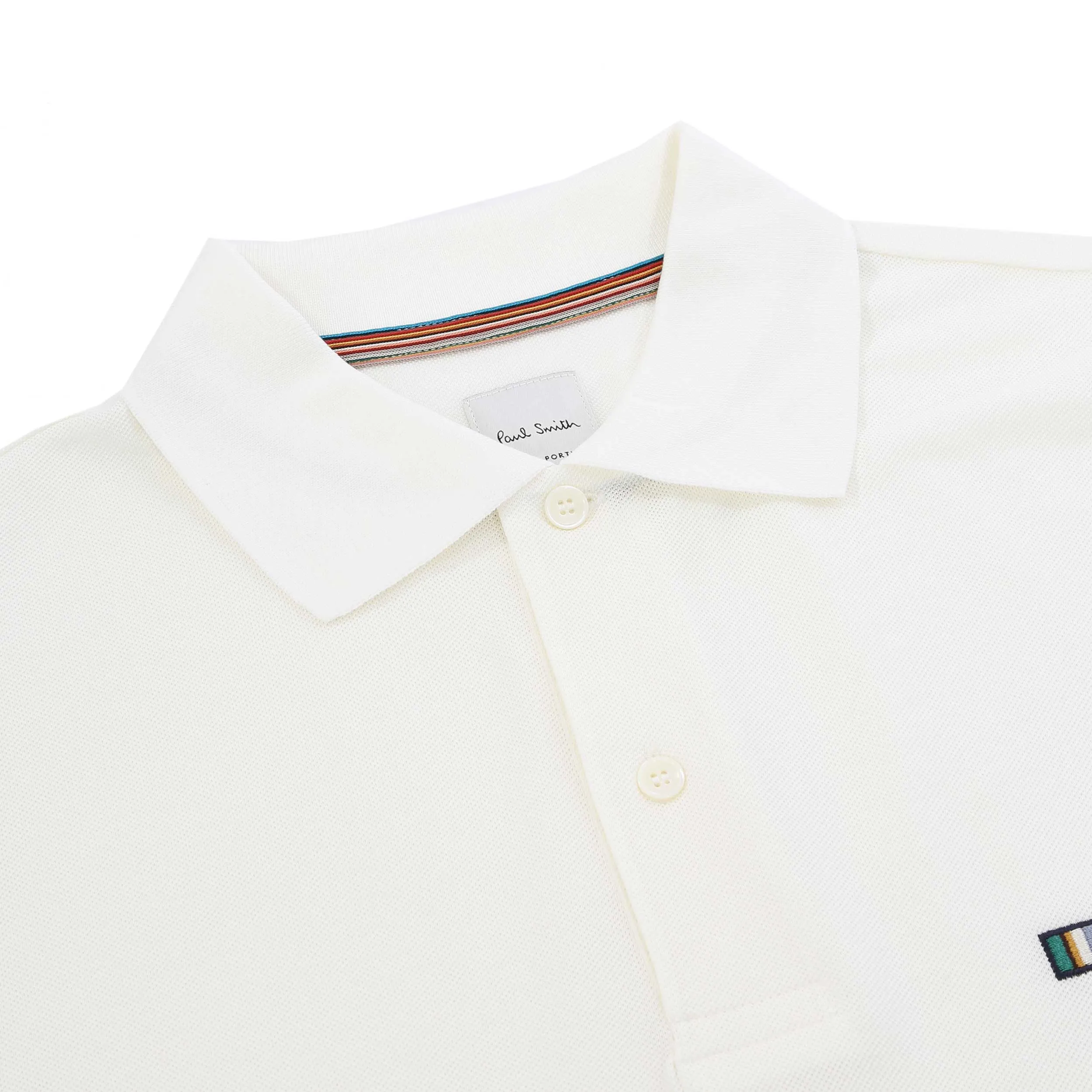 Paul Smith Multi Stripe Emb Polo Shirt in White