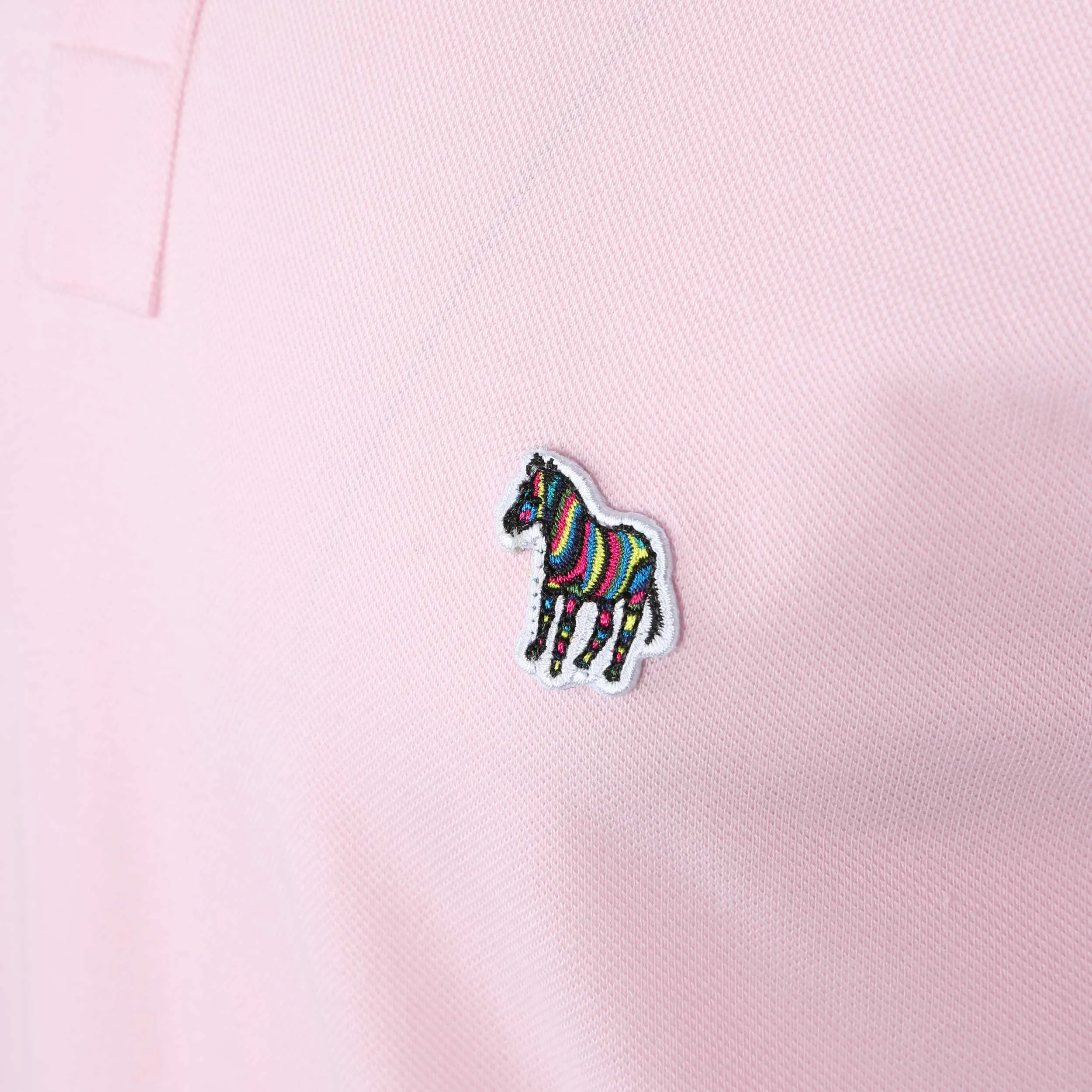 Paul Smith Zebra Badge Collar Trim Polo Shirt in Pink