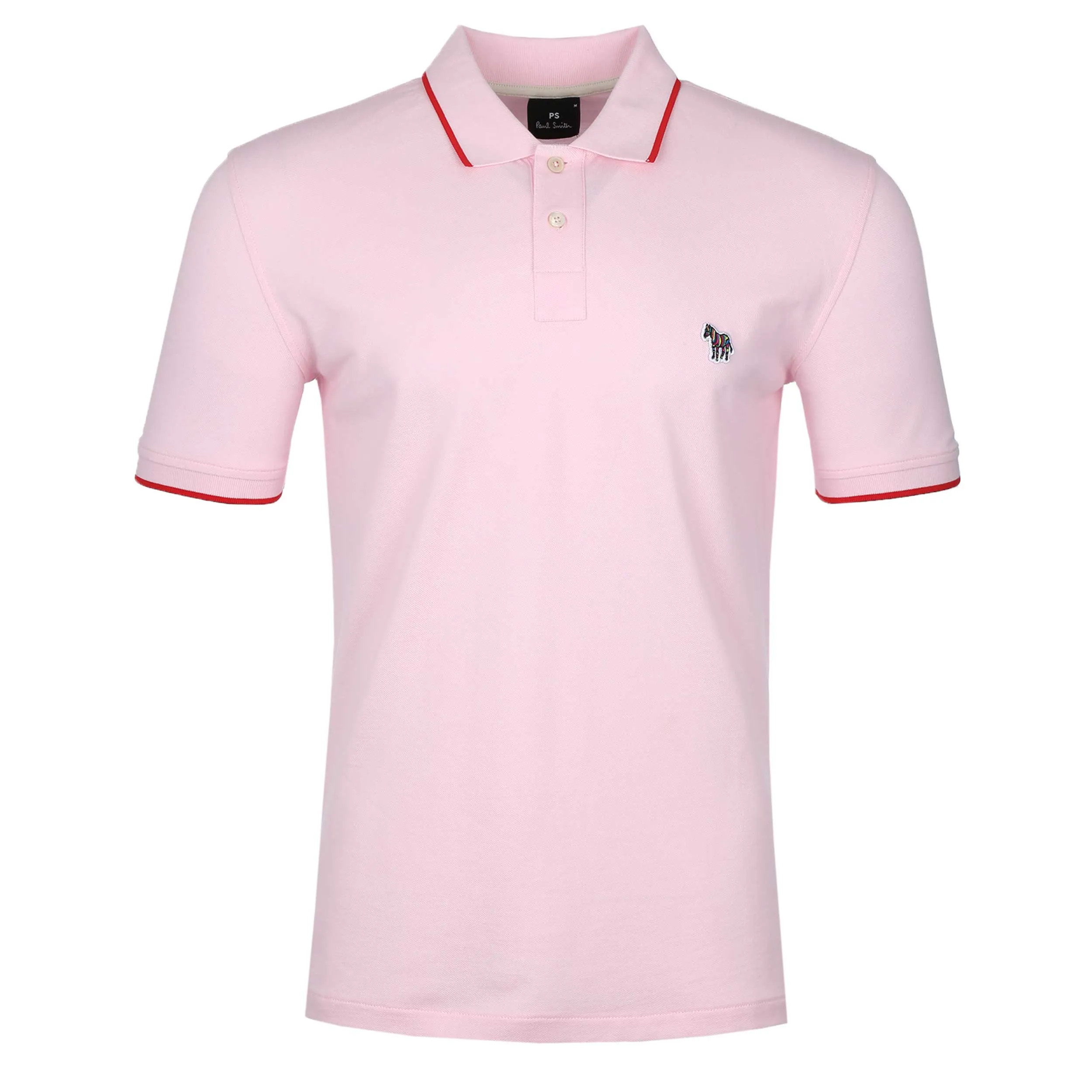 Paul Smith Zebra Badge Collar Trim Polo Shirt in Pink