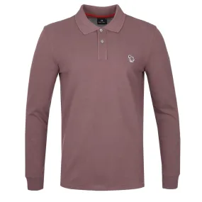 Paul Smith Zebra Badge LS Polo Shirt in Plum