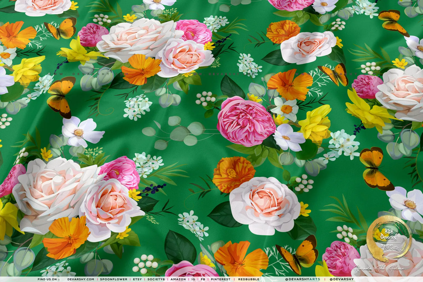 Pink Florals Apparel Fabric 3Meters , 9 Designs | 8 Fabrics Option | Fabric By the Yard | D20135