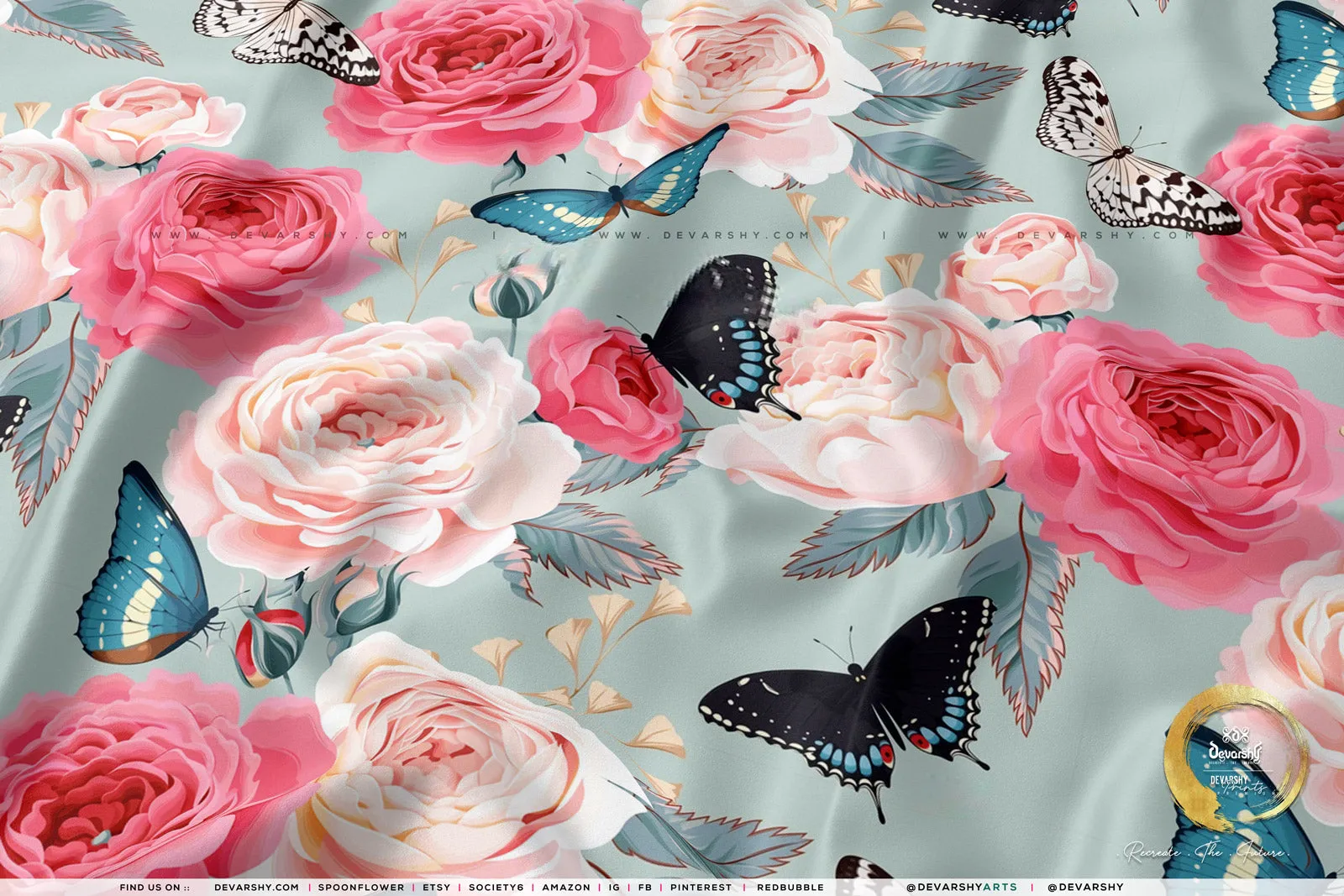 Pink Florals Apparel Fabric 3Meters , 9 Designs | 8 Fabrics Option | Fabric By the Yard | D20135