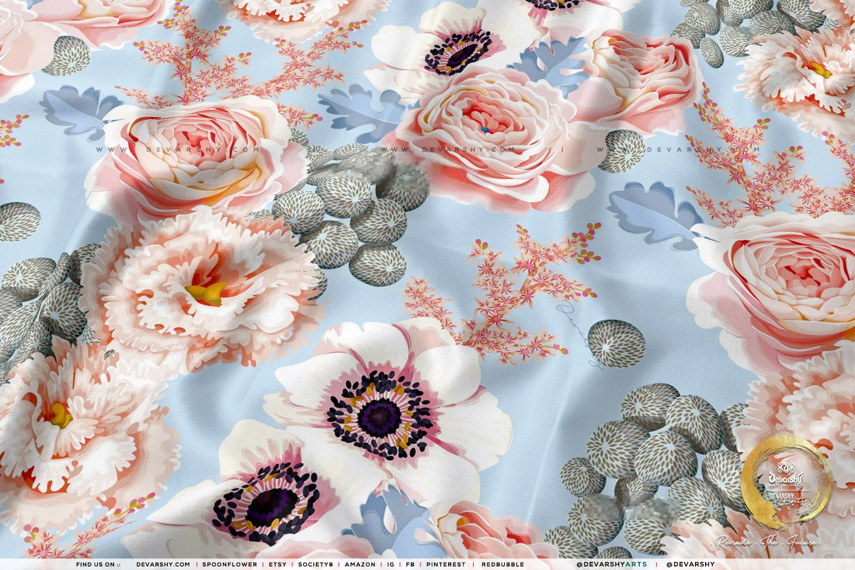 Pink Florals Apparel Fabric 3Meters , 9 Designs | 8 Fabrics Option | Fabric By the Yard | D20135