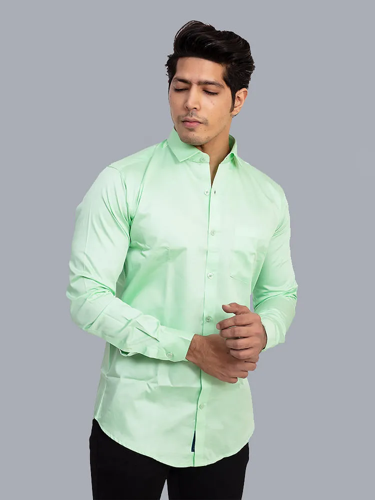 Plain Shirts for Men - Mint Green Solid Giza Formal Men Shirt