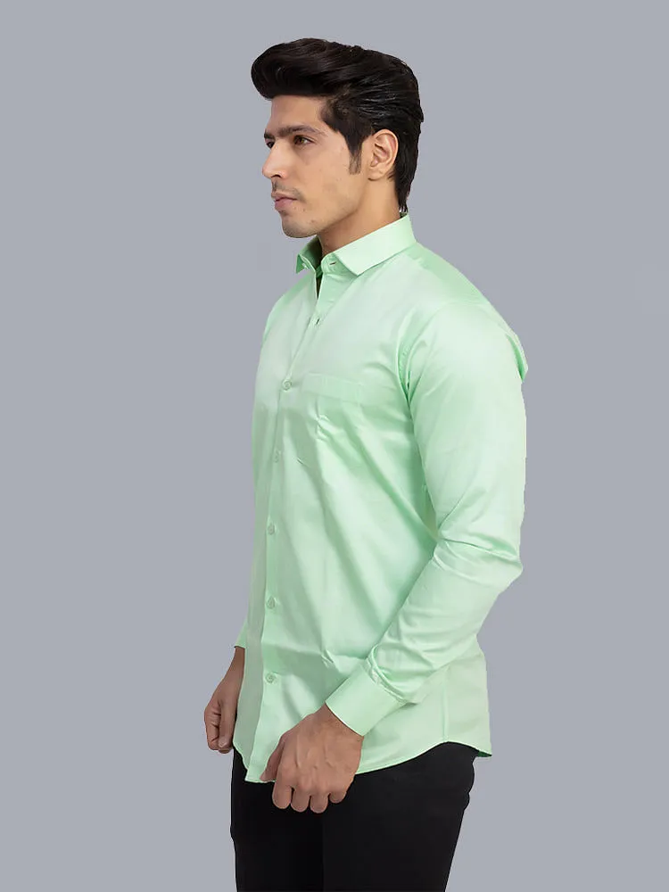 Plain Shirts for Men - Mint Green Solid Giza Formal Men Shirt