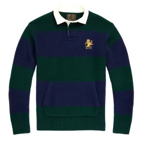 Polo Ralph Lauren Striped Wool-Cashmere Rugby Jumper Moss Agate Combo