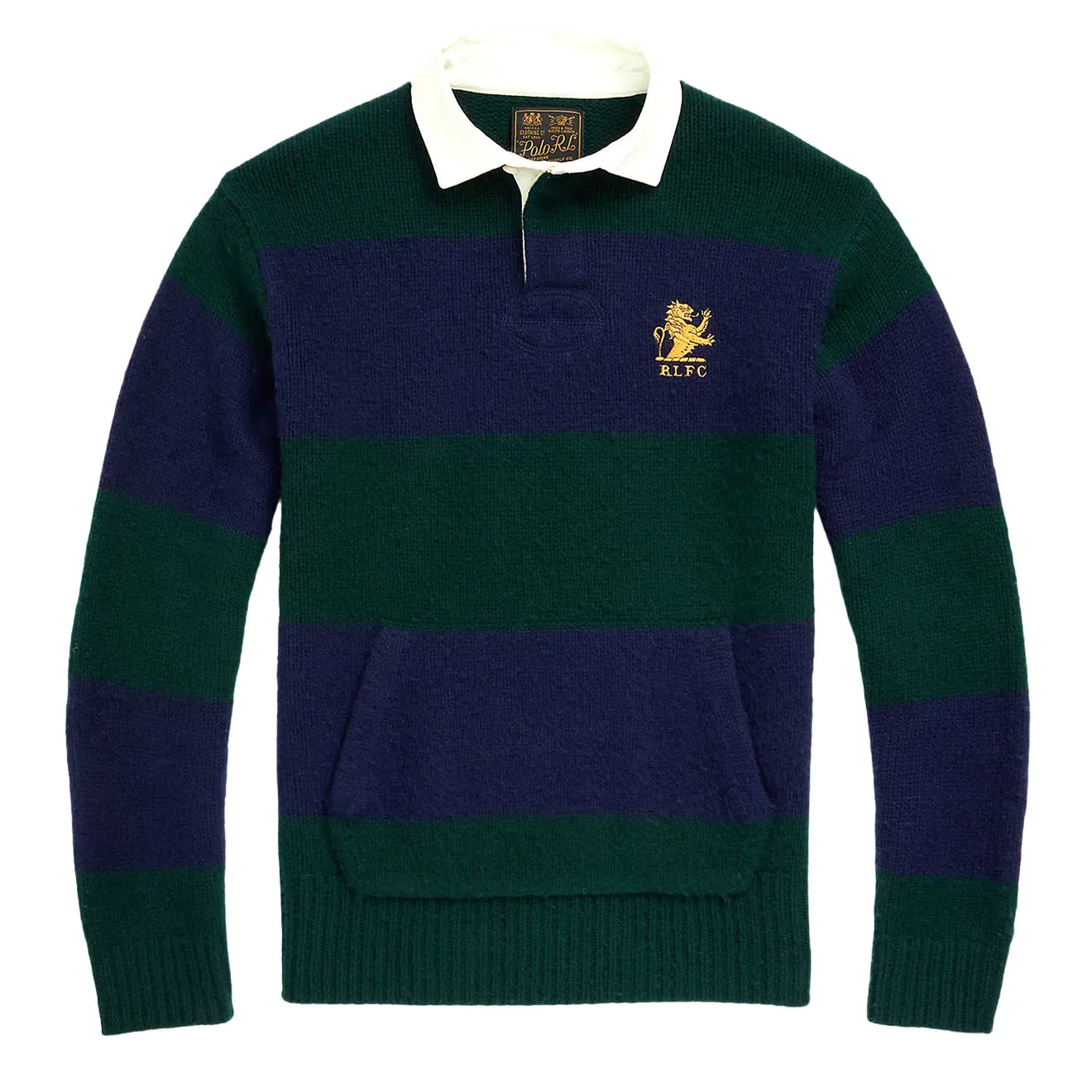 Polo Ralph Lauren Striped Wool-Cashmere Rugby Jumper Moss Agate Combo