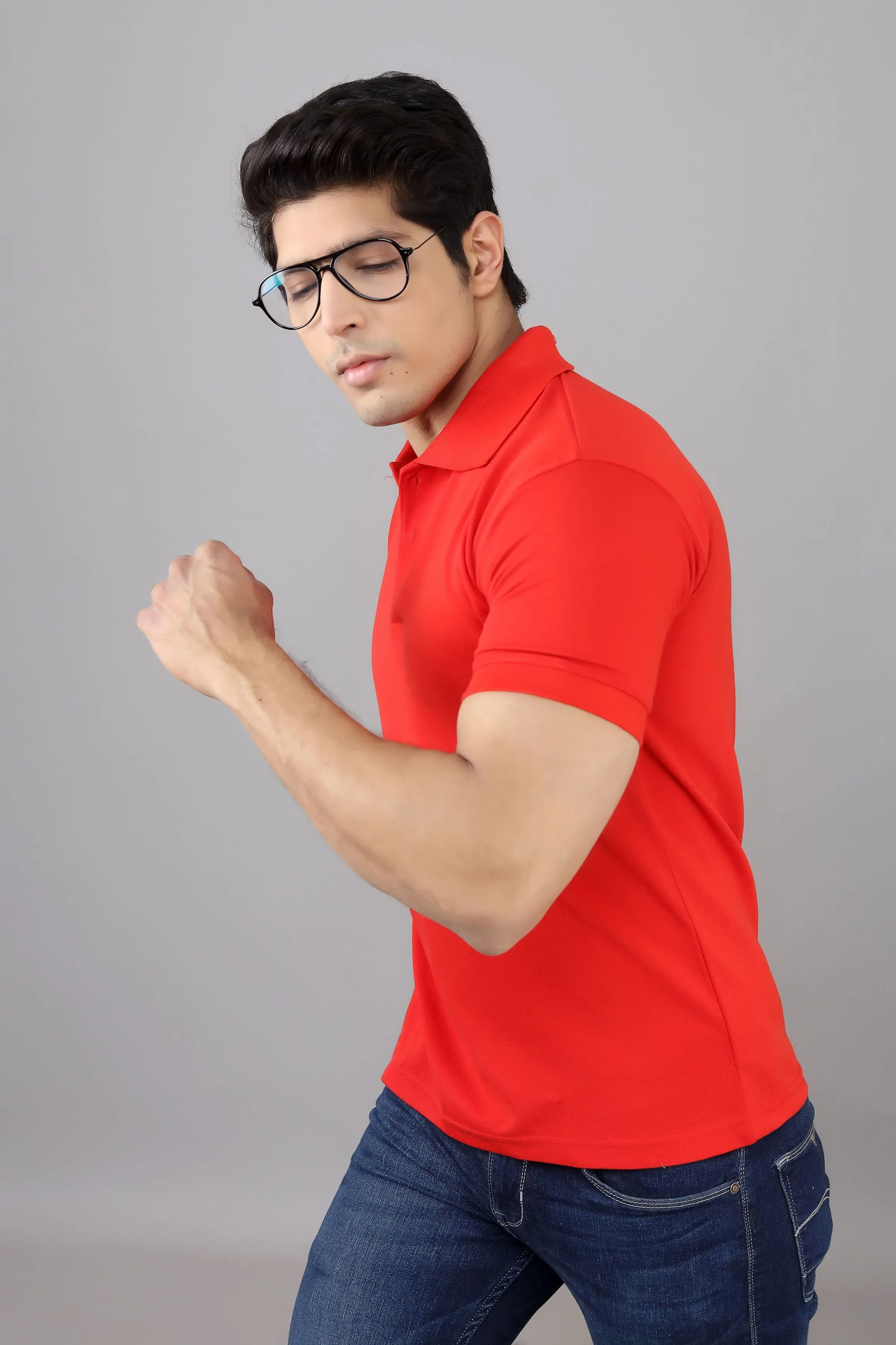 Polo T Shirts for Men | Men Red Solid Polo Collar T-shirt