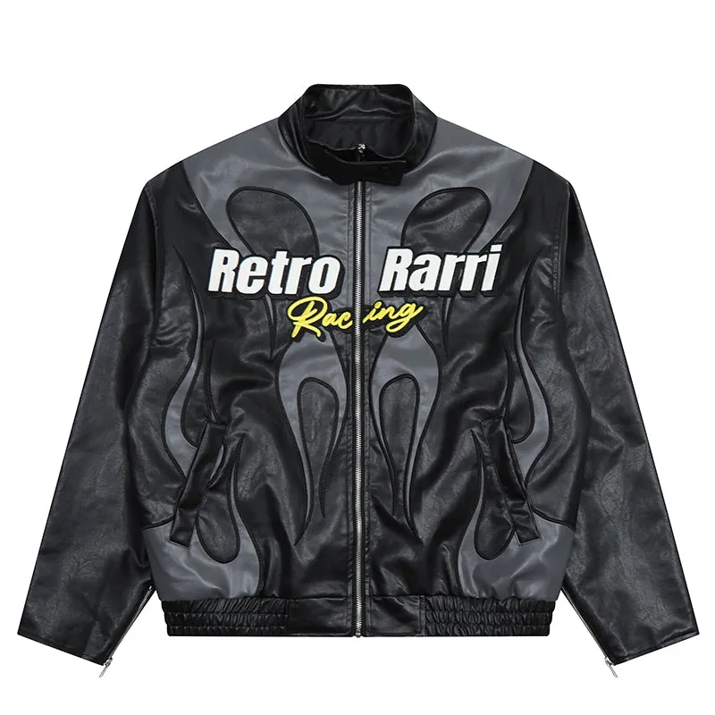 PopFlying Retro Racing Leather Jacket Hellfire