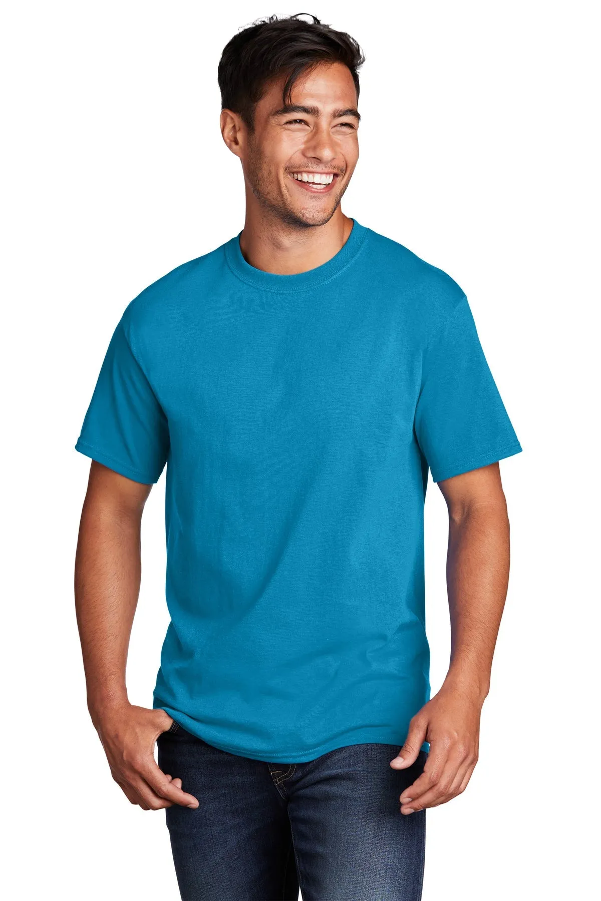 Port & Company Core Cotton Branded Tee's, Neon Blue*