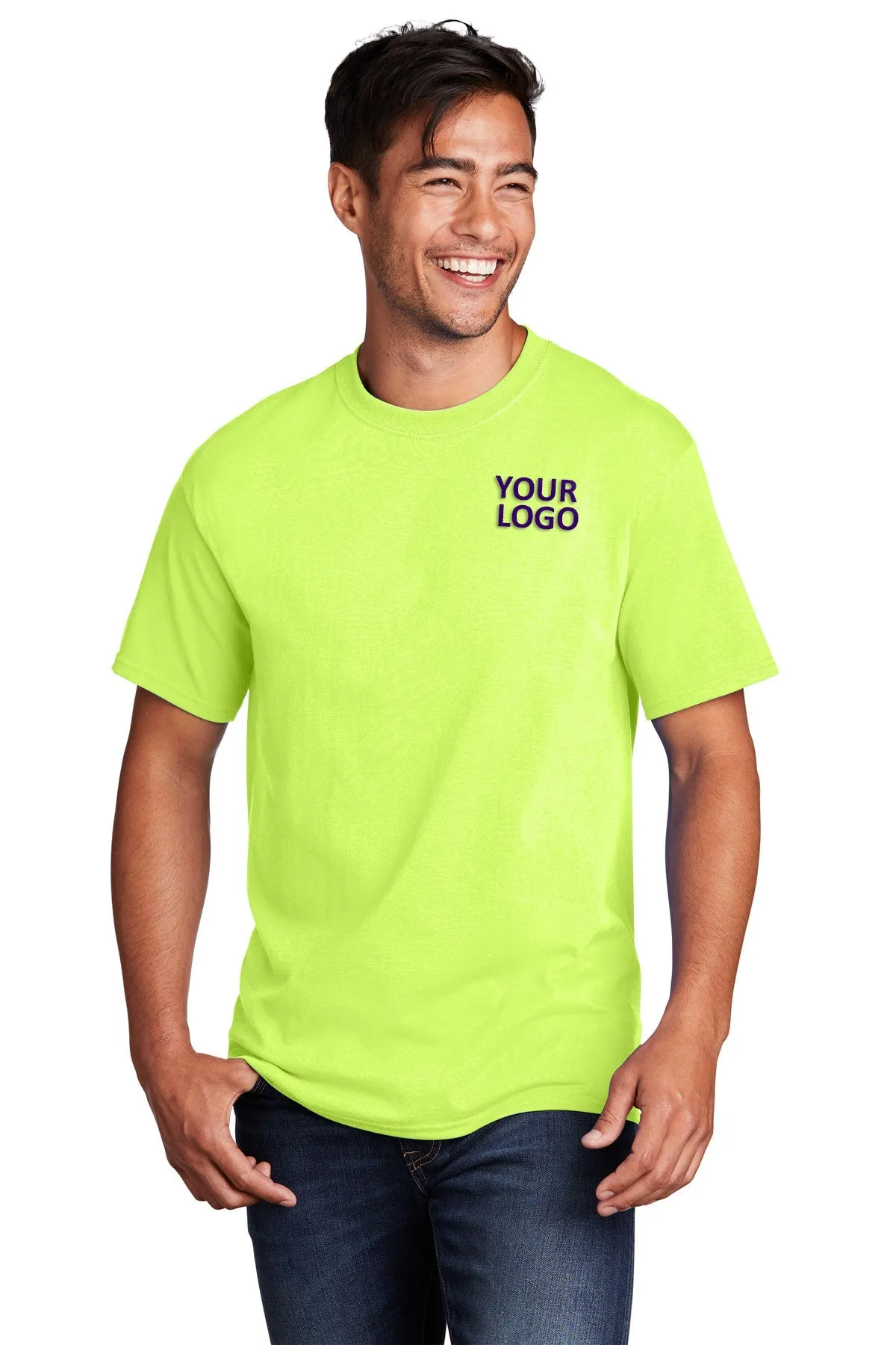 Port & Company Core Cotton Branded Tee's, Neon Yellow*