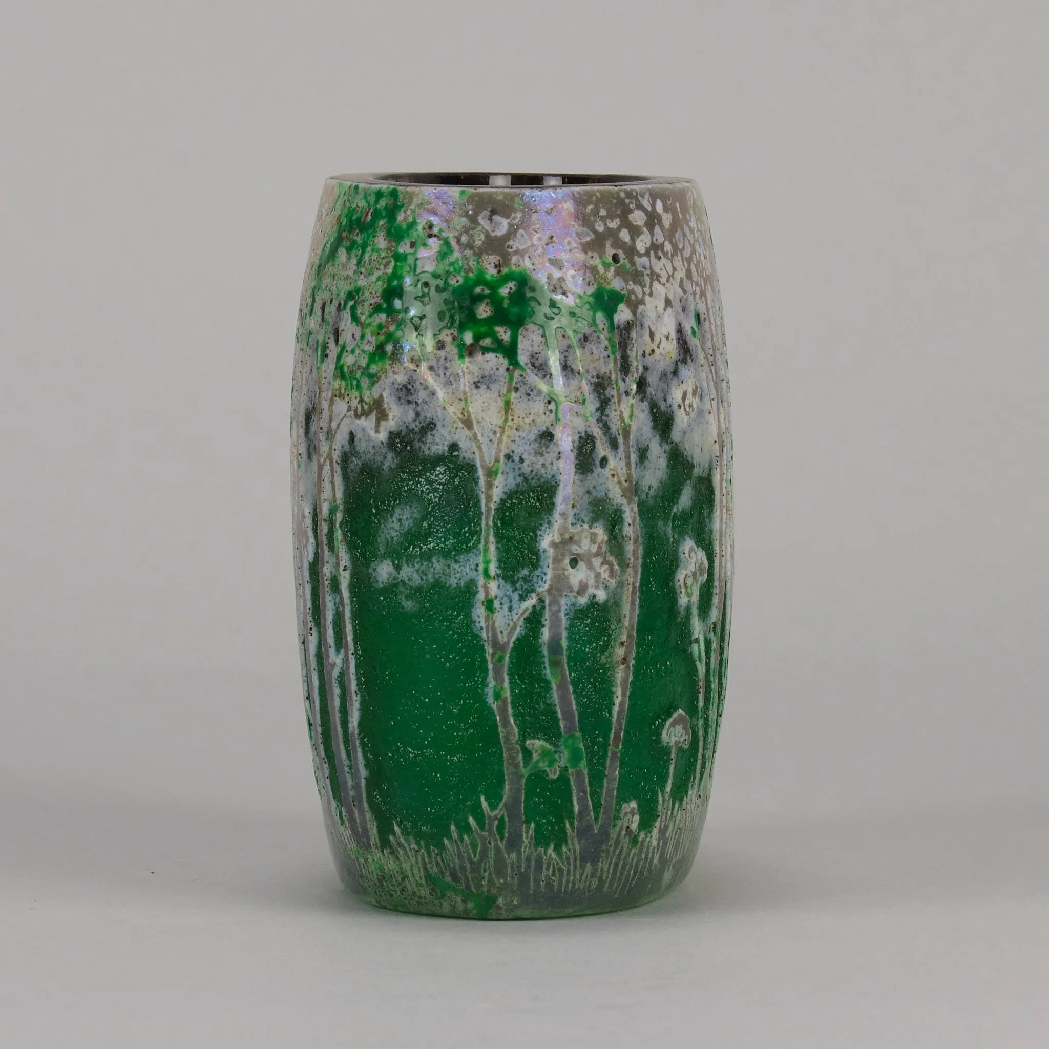 "Green Landscape" Pillow Vase by Daum Freres